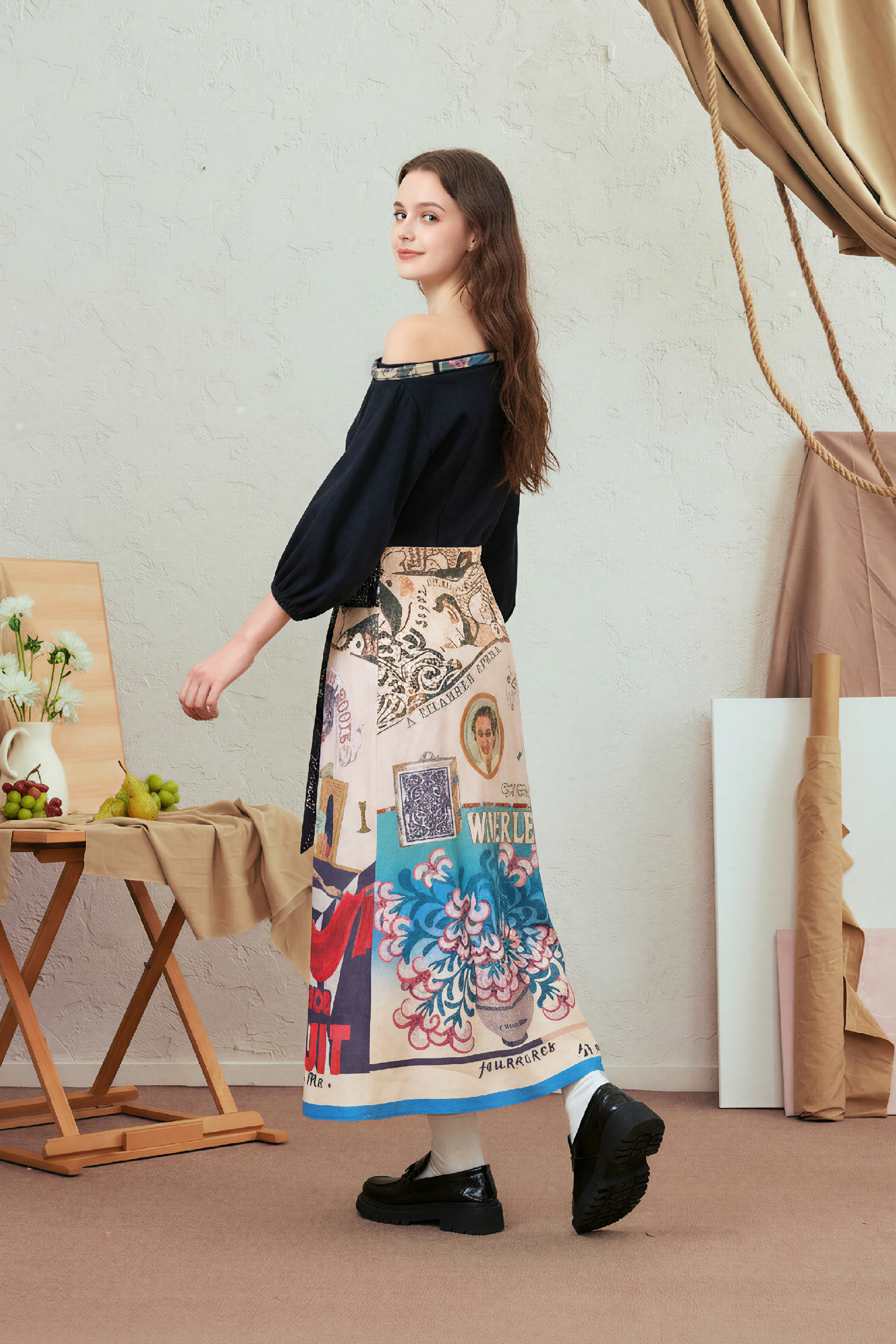Printed Waist-Cinching Dress
