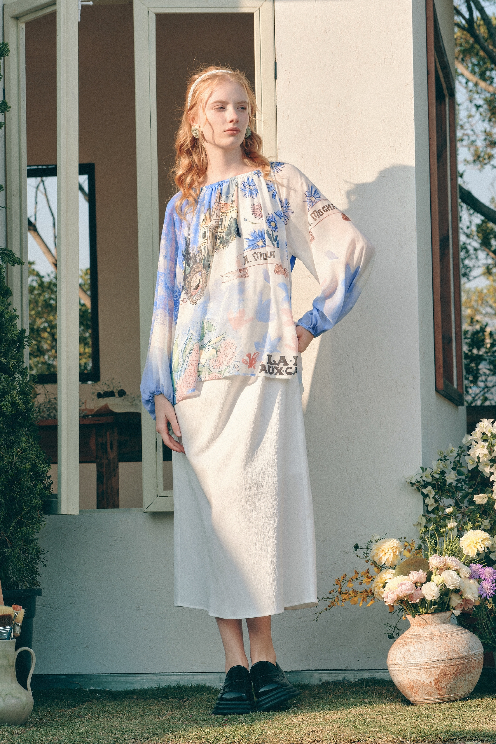 Lantern Sleeve Faux Two-Piece Dress