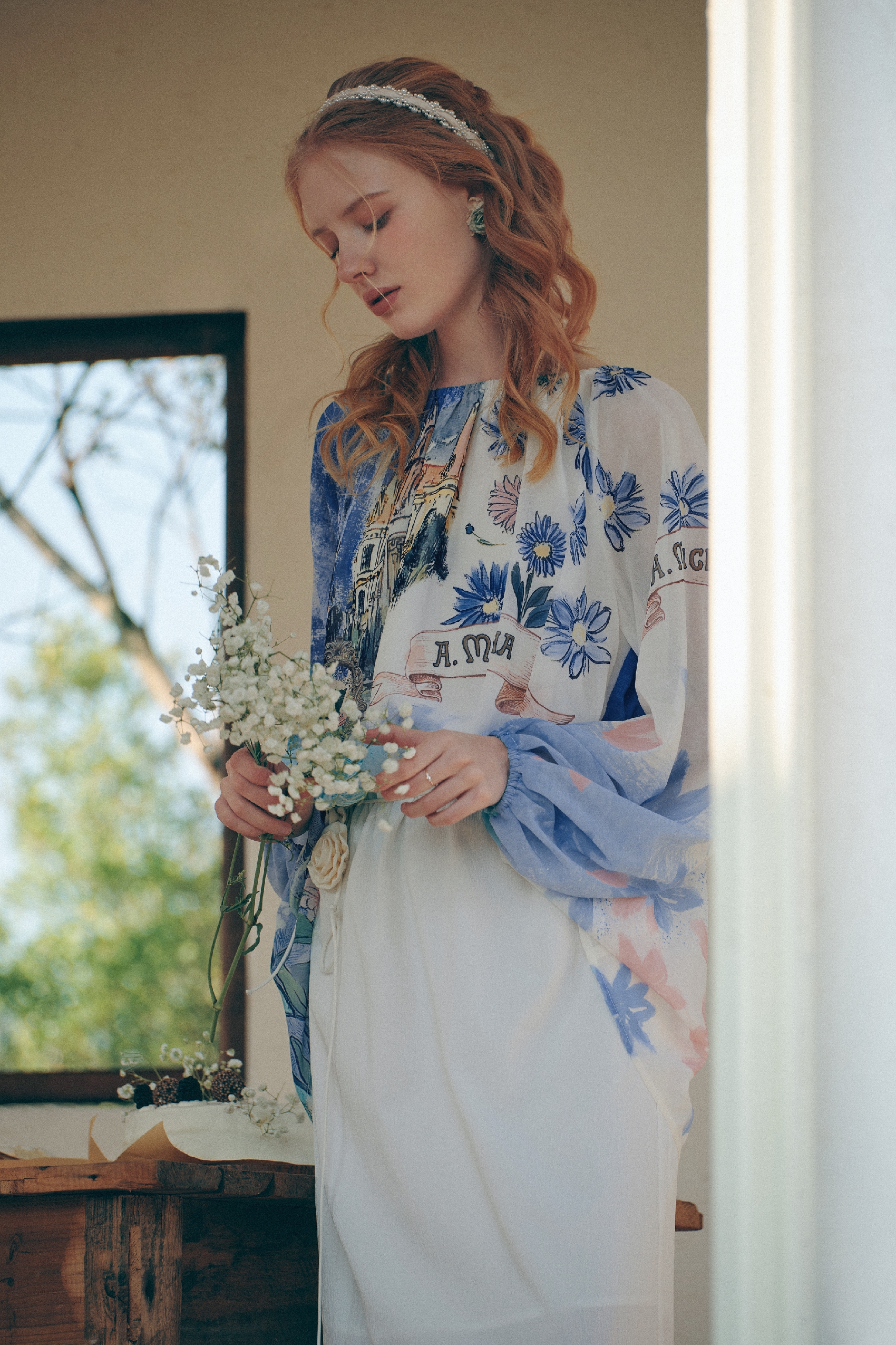 Lantern Sleeve Faux Two-Piece Dress