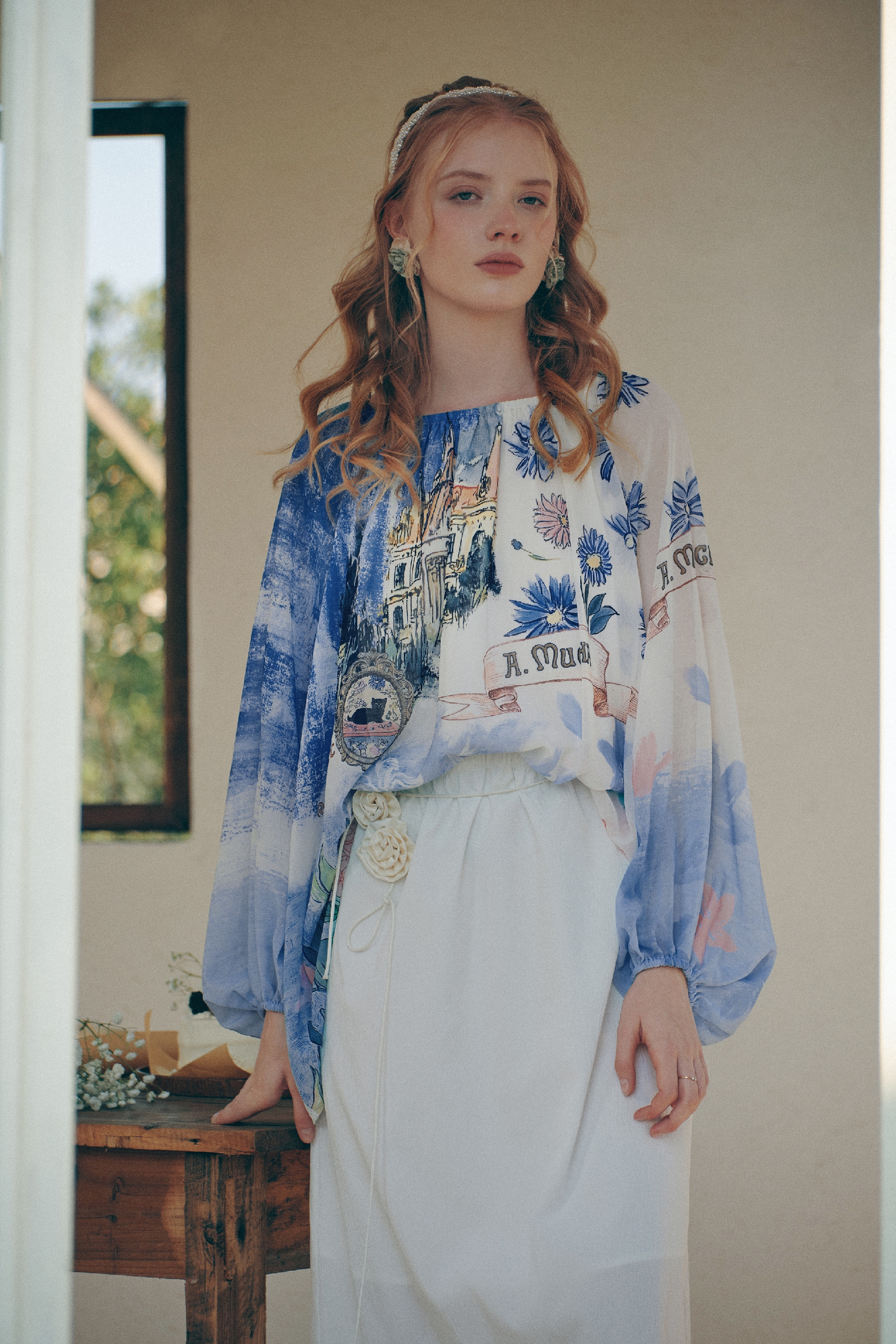 Lantern Sleeve Faux Two-Piece Dress