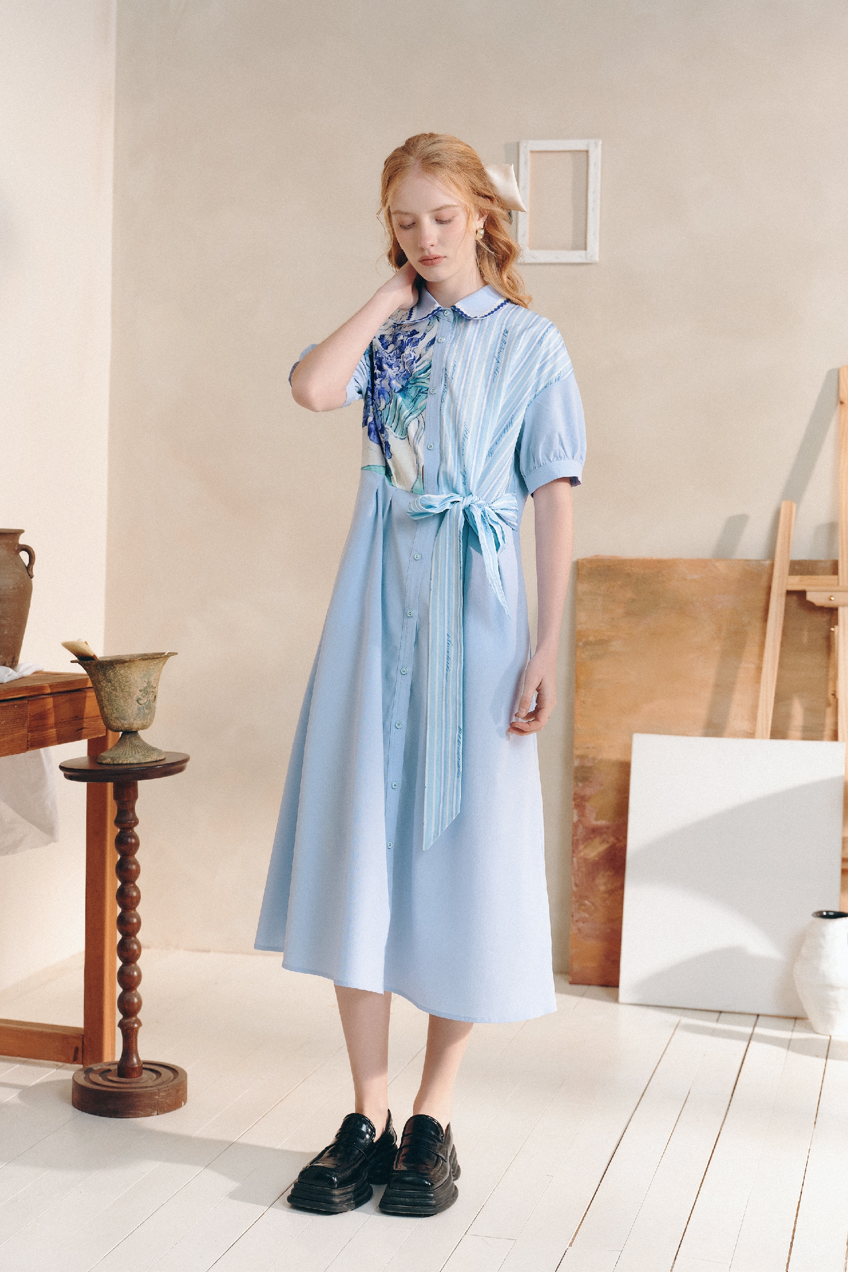 Waist-Cinching Printed Dress