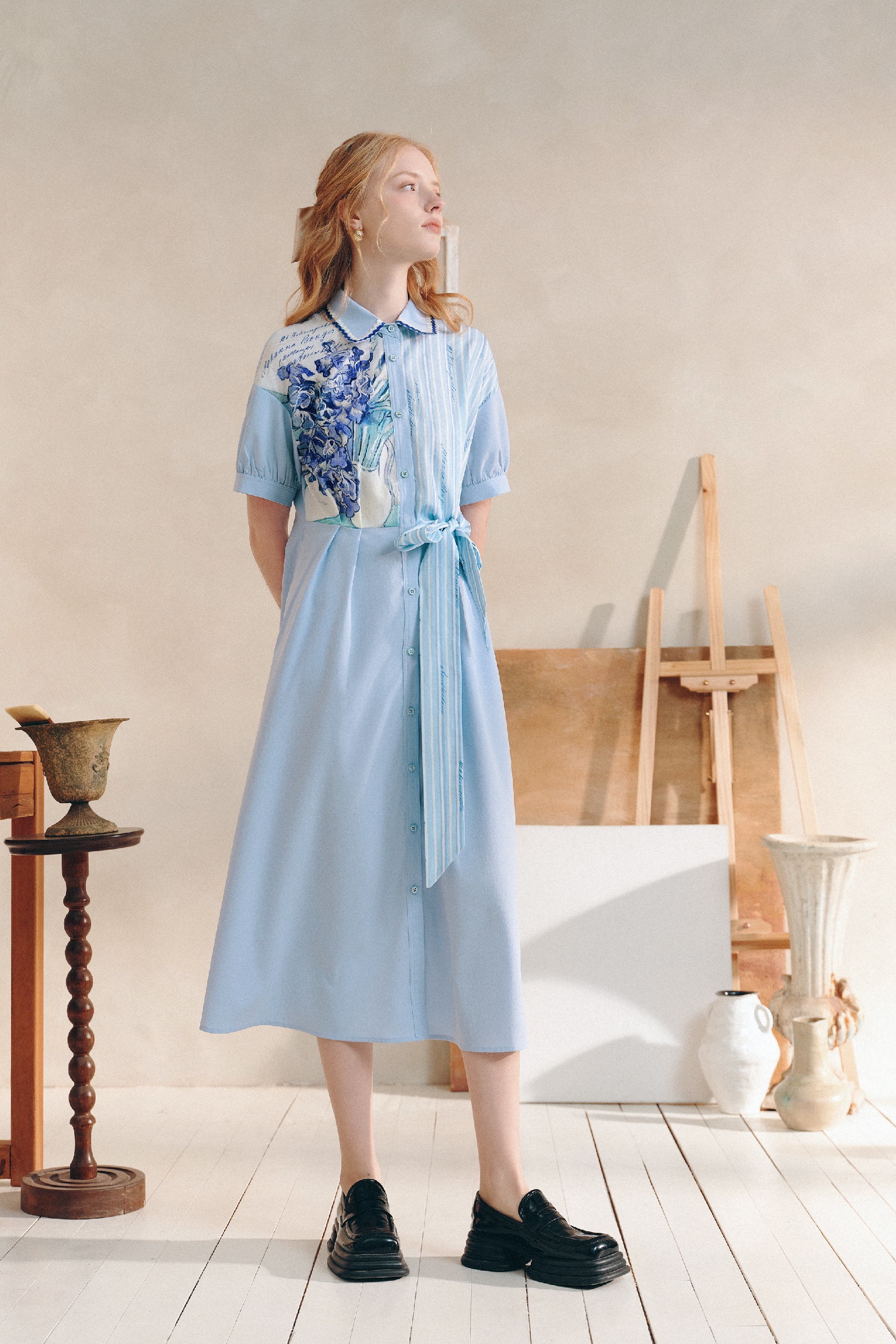 Waist-Cinching Printed Dress