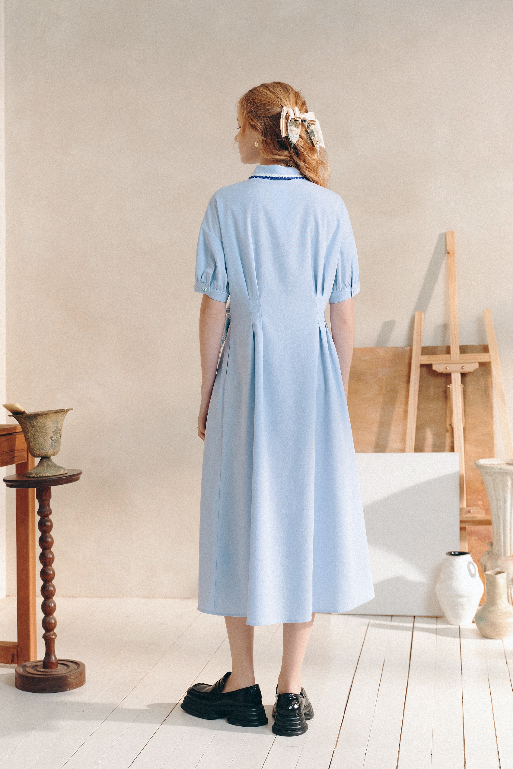 Waist-Cinching Printed Dress