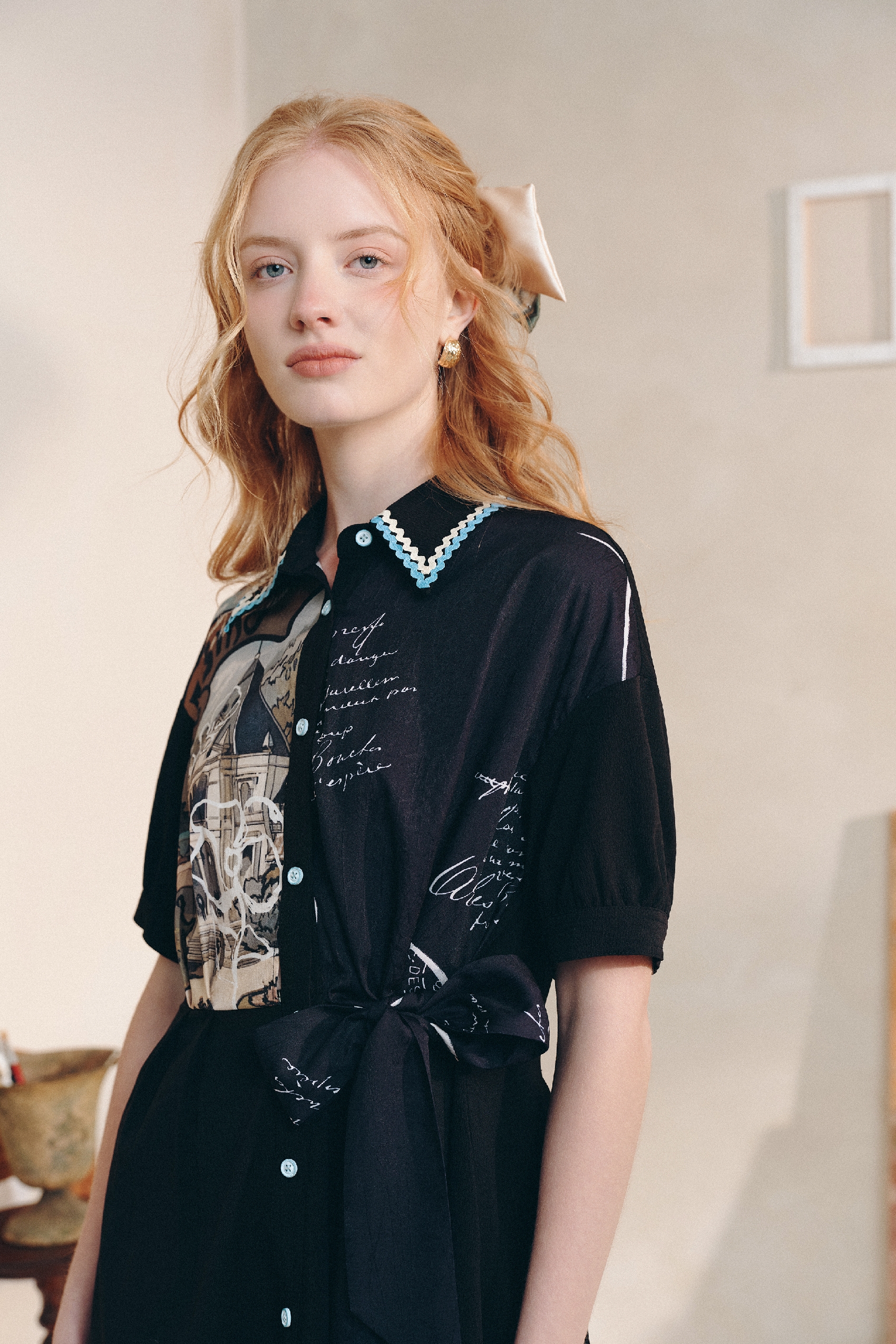 Waist-Cinching Printed Dress