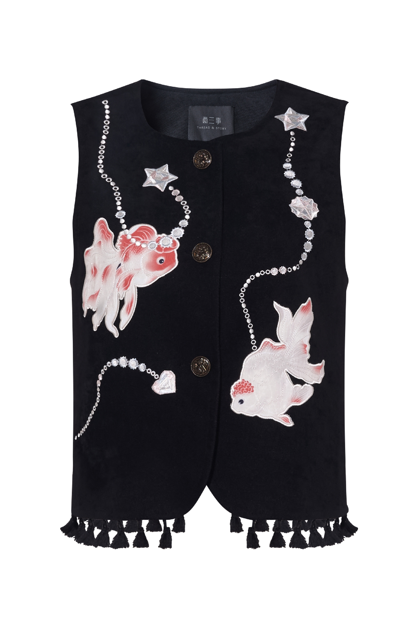 Modern Chinese-Style Koi Printed Vest