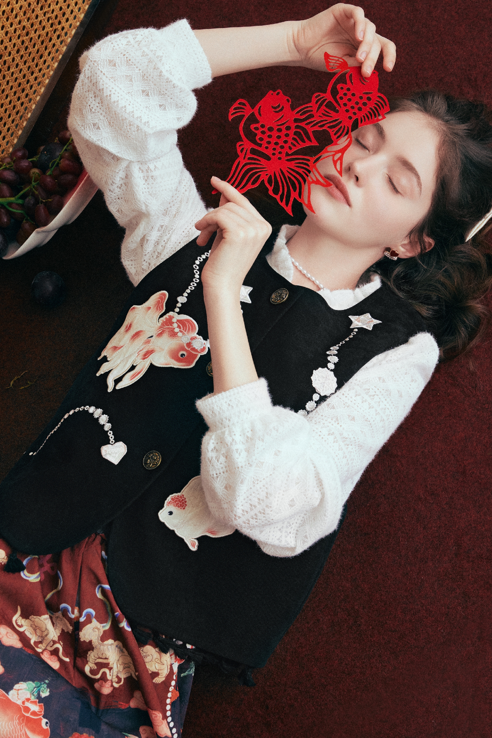 Modern Chinese-Style Koi Printed Vest