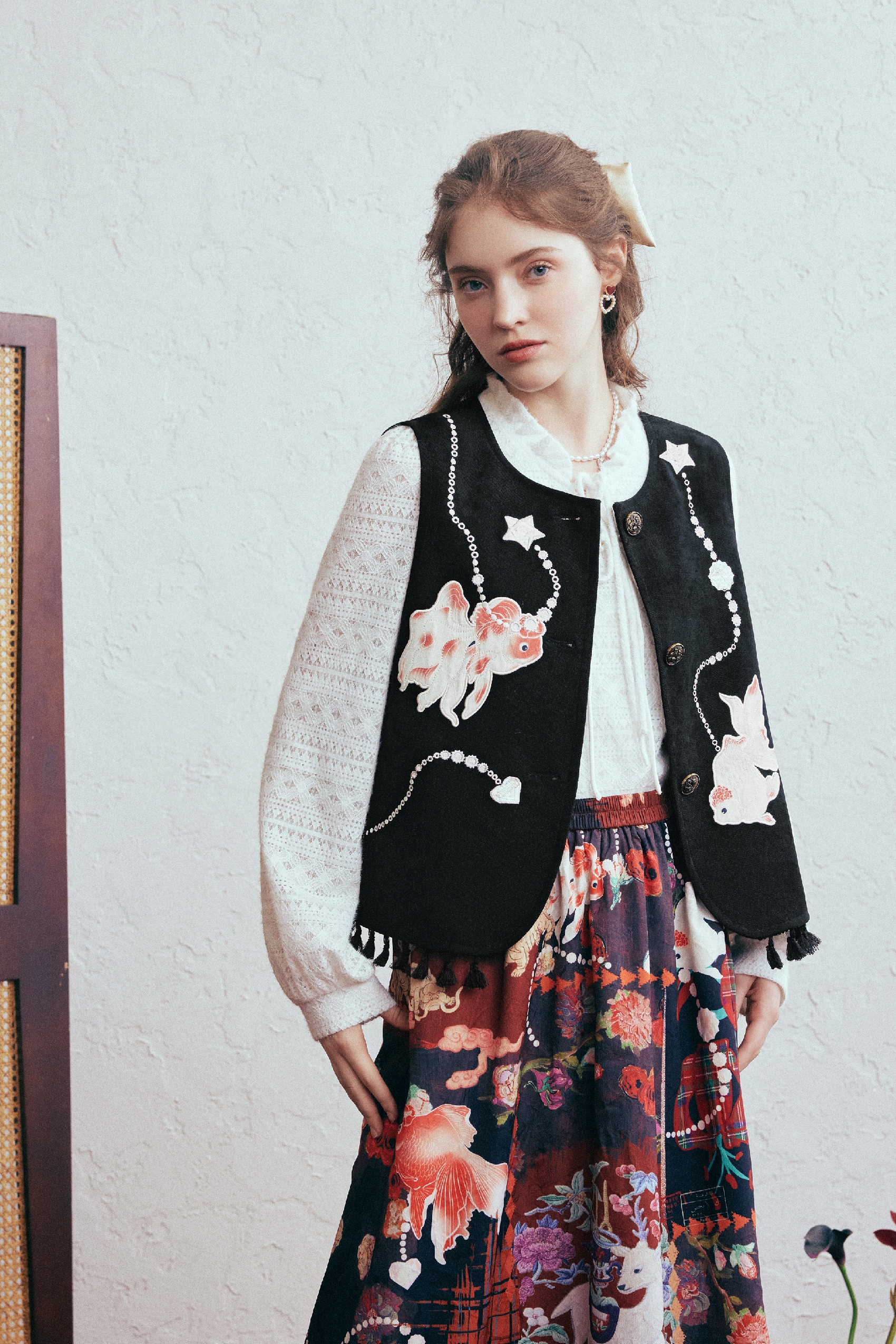 Modern Chinese-Style Koi Printed Vest