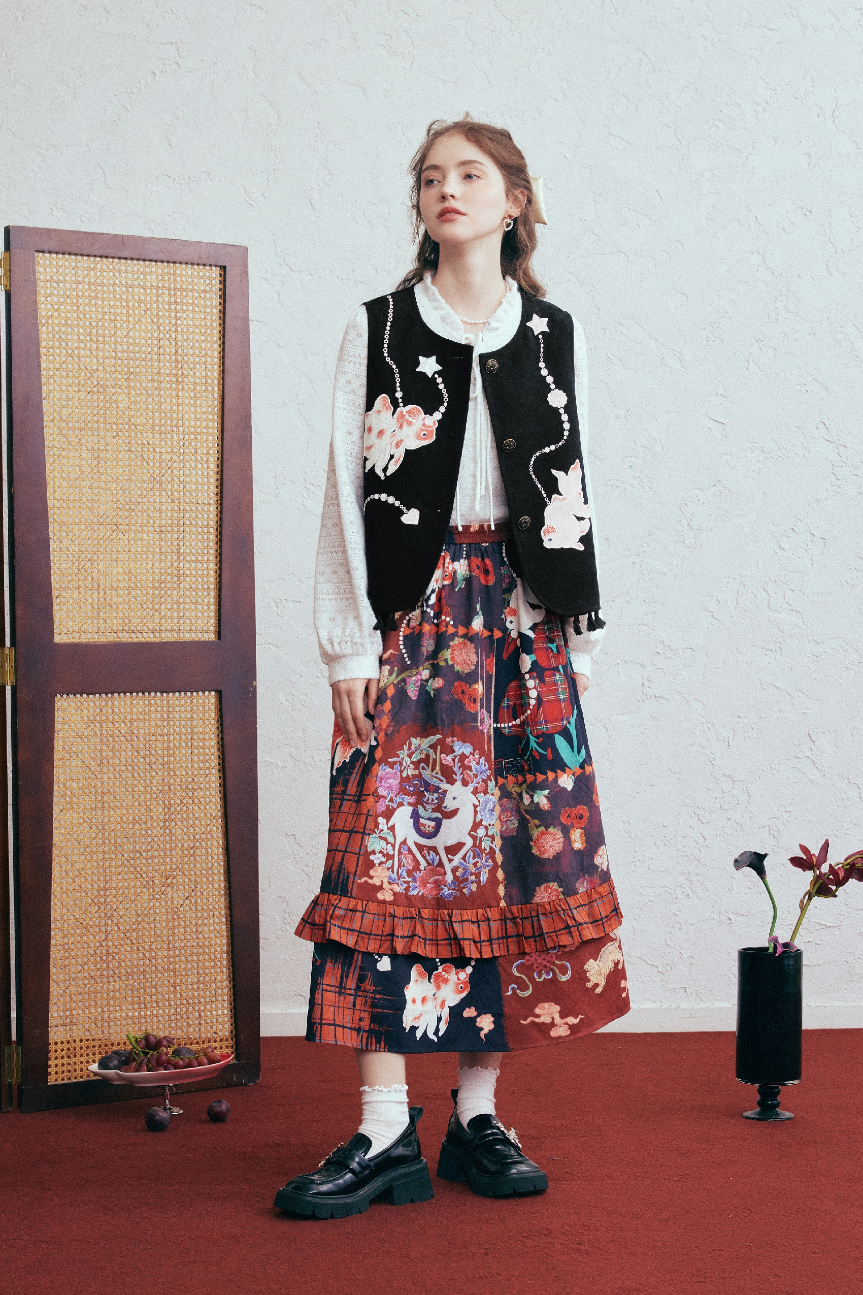 Modern Chinese-Style Koi Printed Vest