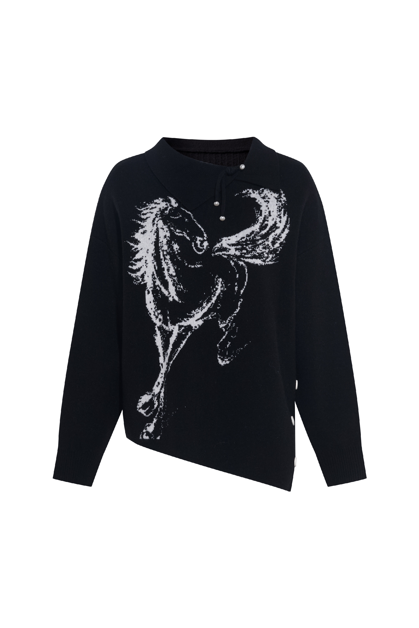 Asymmetrical Lapel Sweater