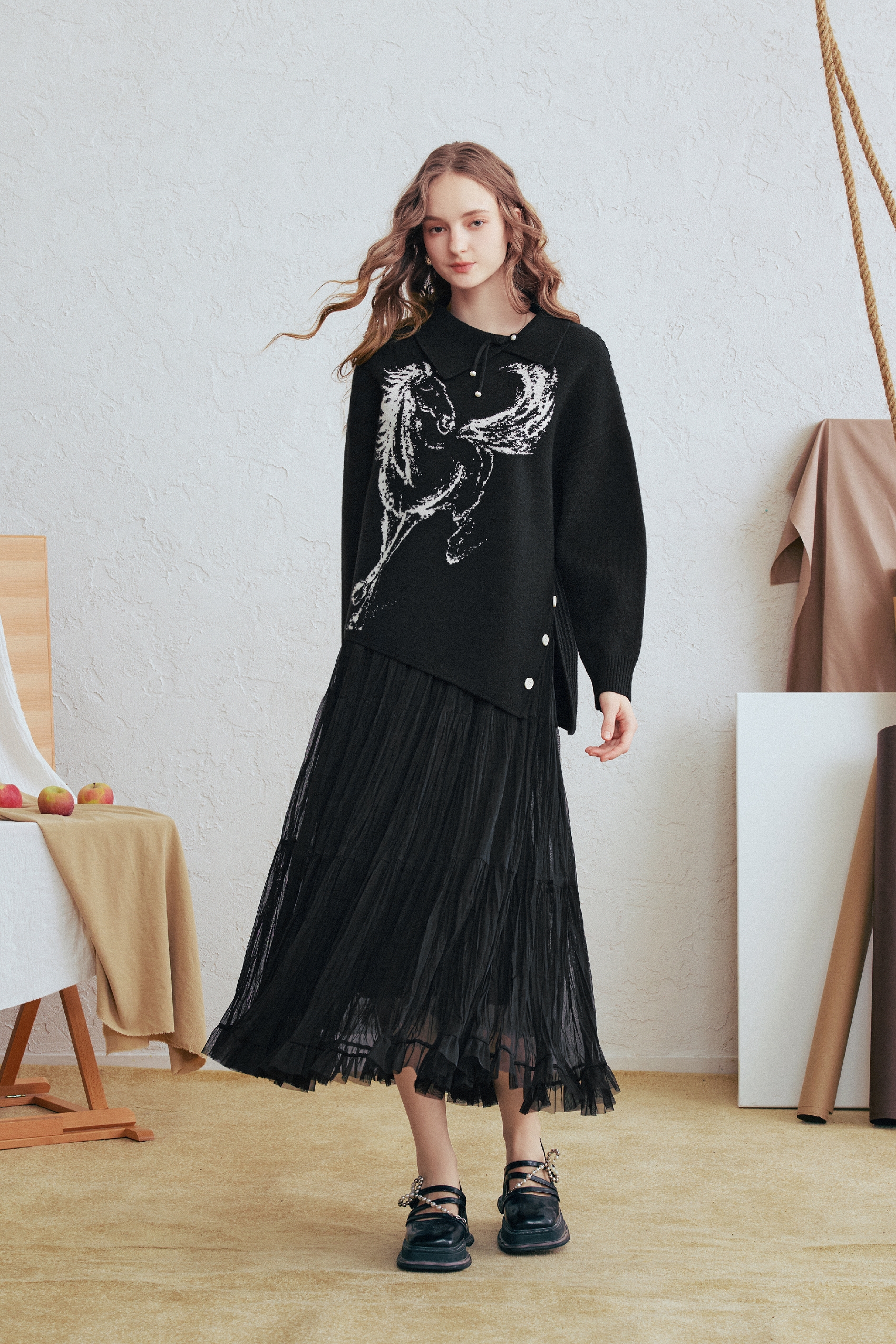 Asymmetrical Lapel Sweater