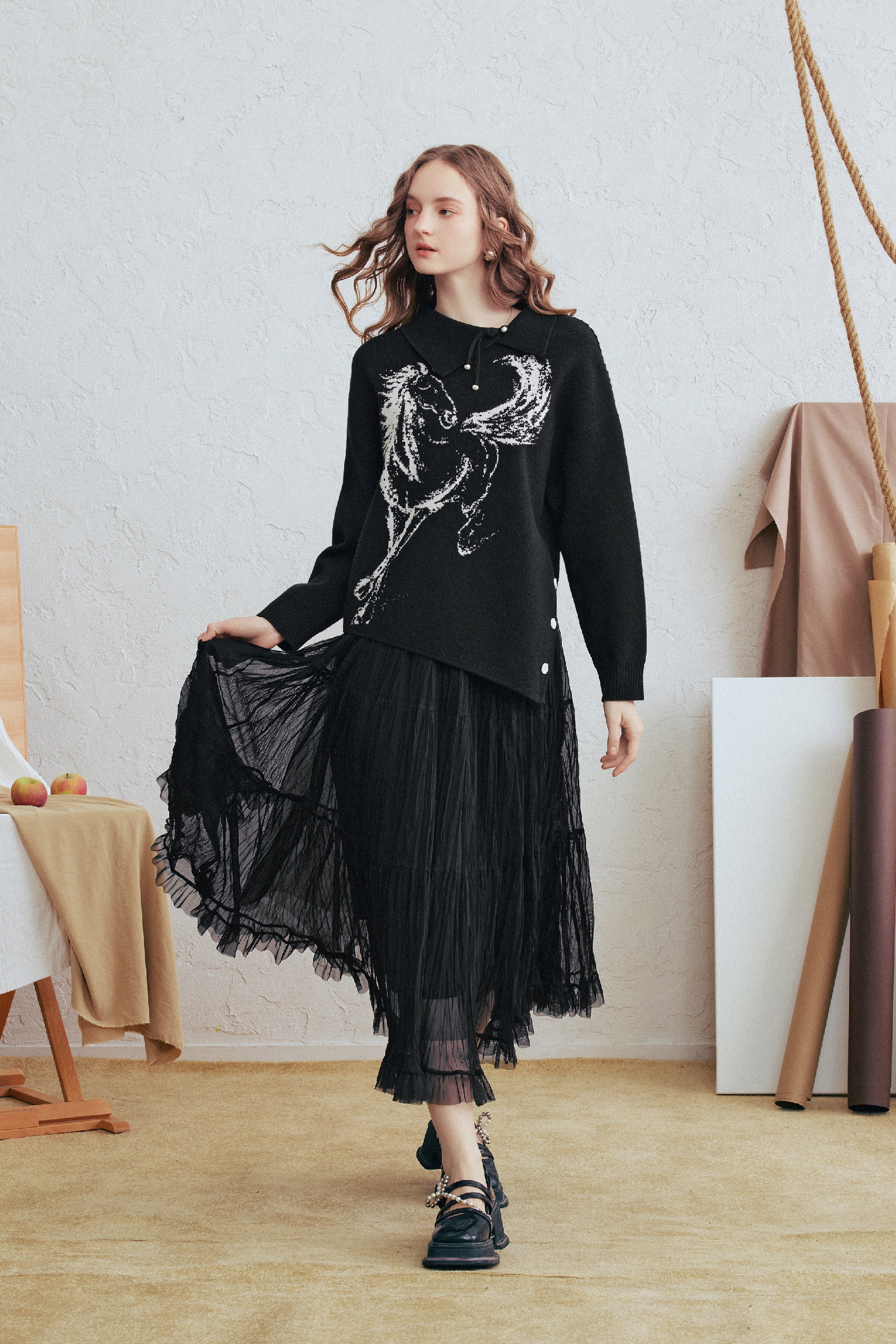 Asymmetrical Lapel Sweater