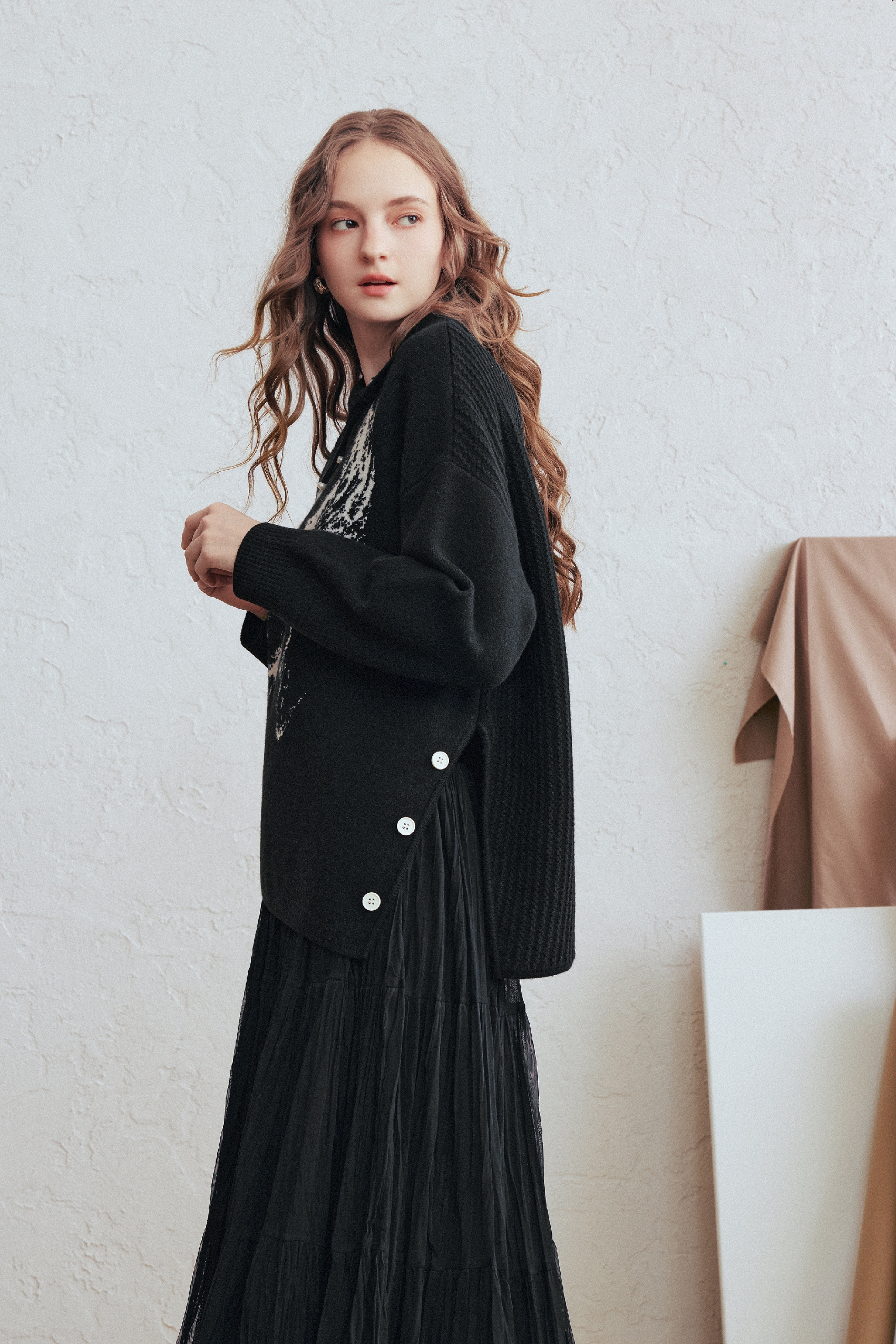 Asymmetrical Lapel Sweater