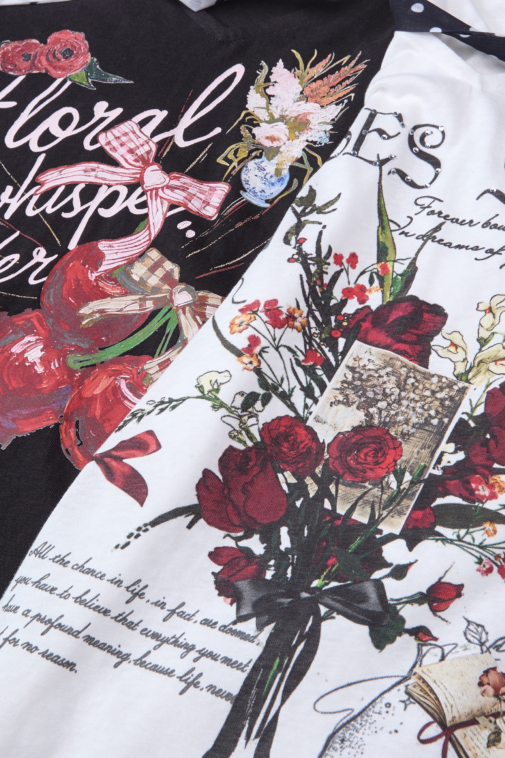 Floral Polka-Dot Tie-Detail Crewneck T-Shirt