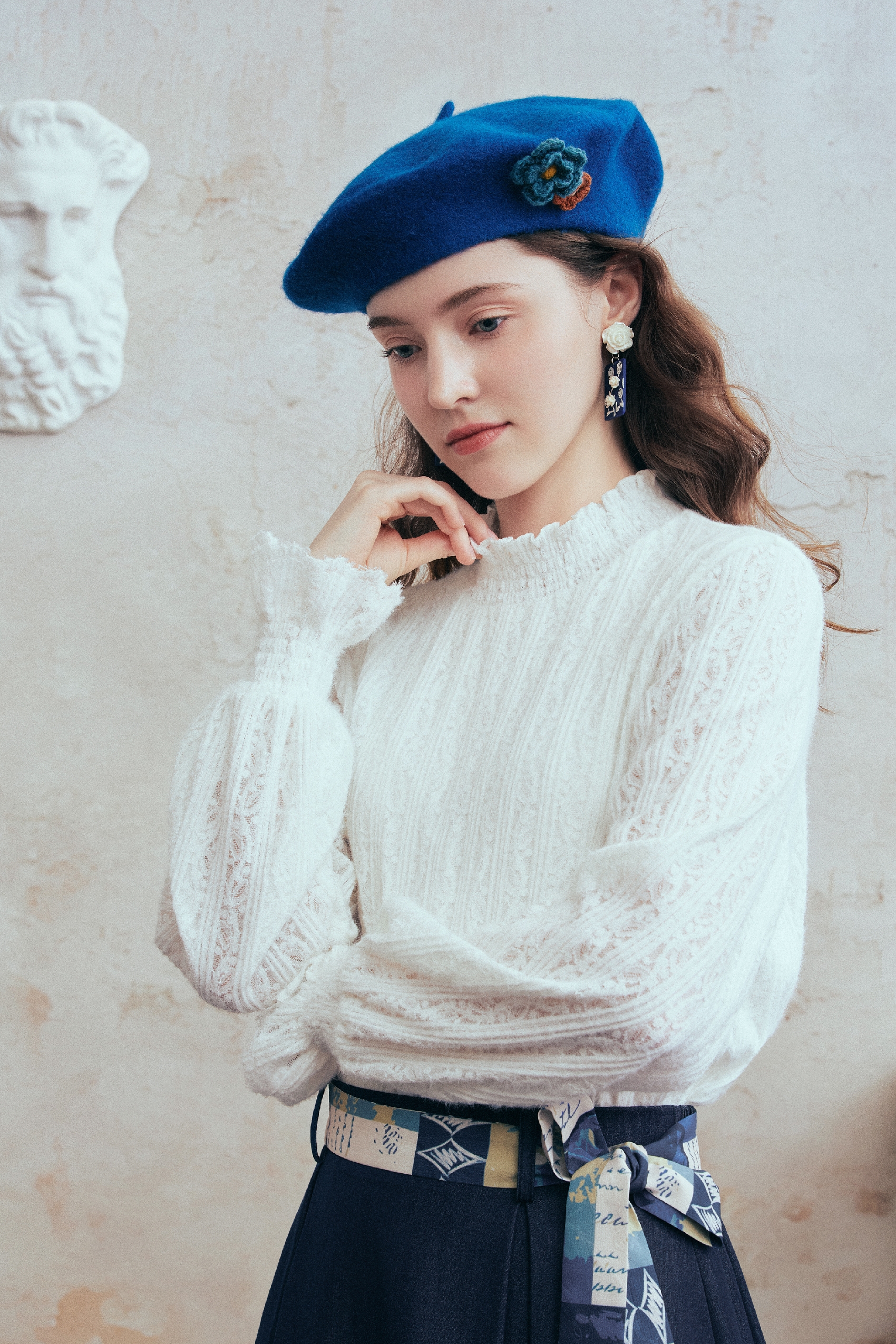 High-Neck Lace Long-Sleeve Base Top