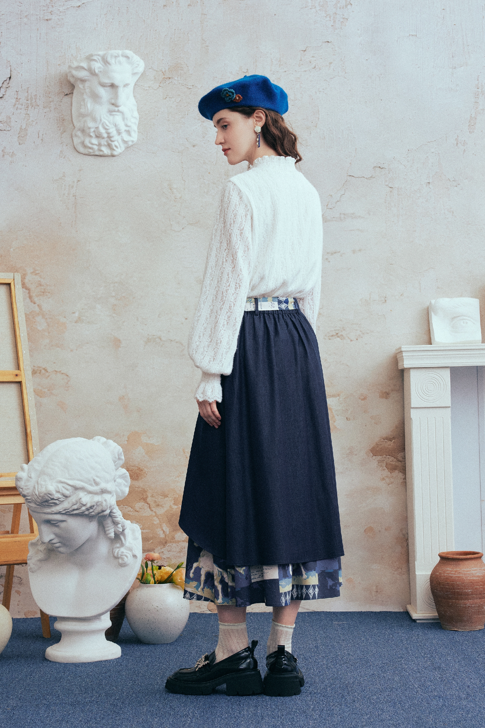 High-Neck Lace Long-Sleeve Base Top