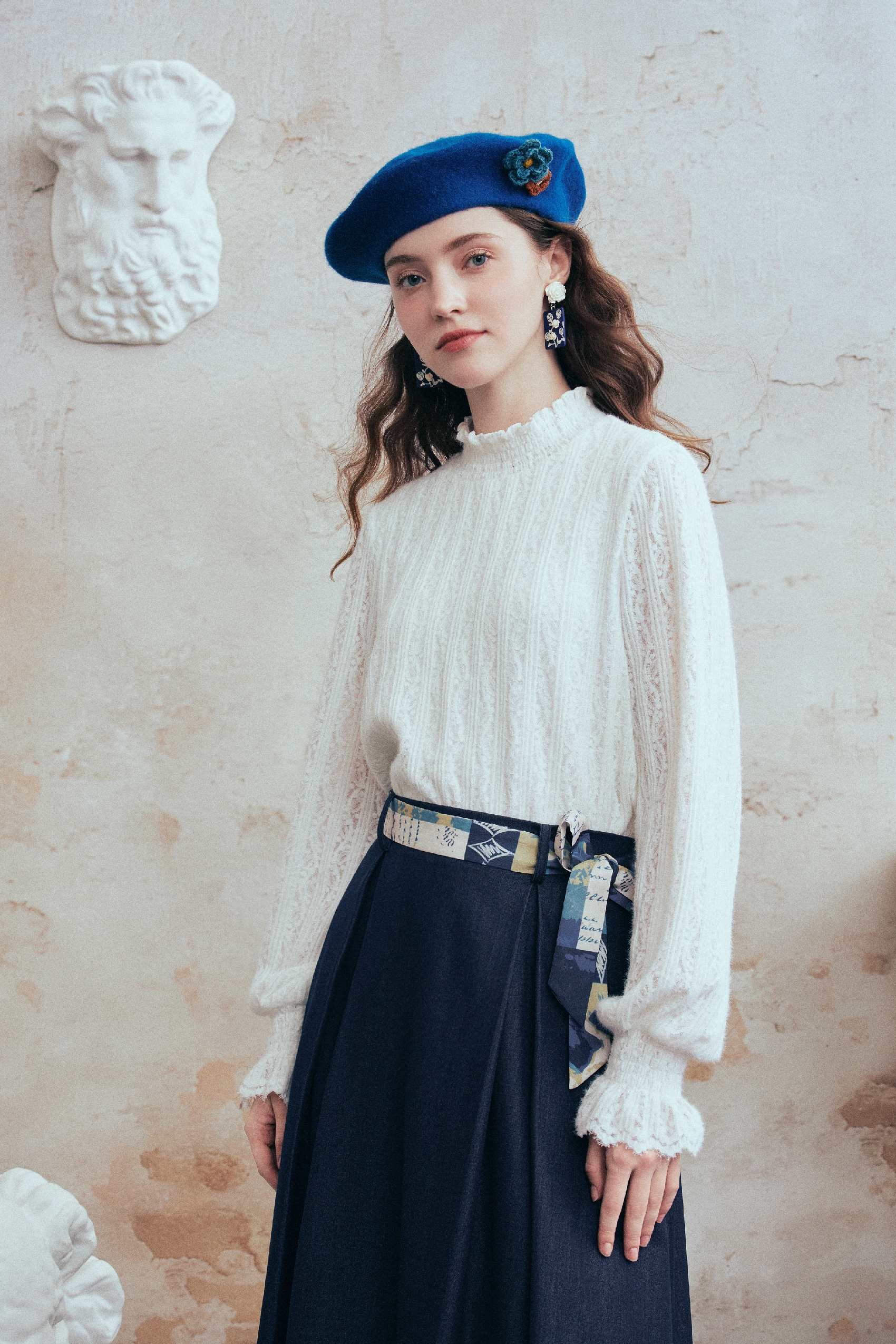 High-Neck Lace Long-Sleeve Base Top