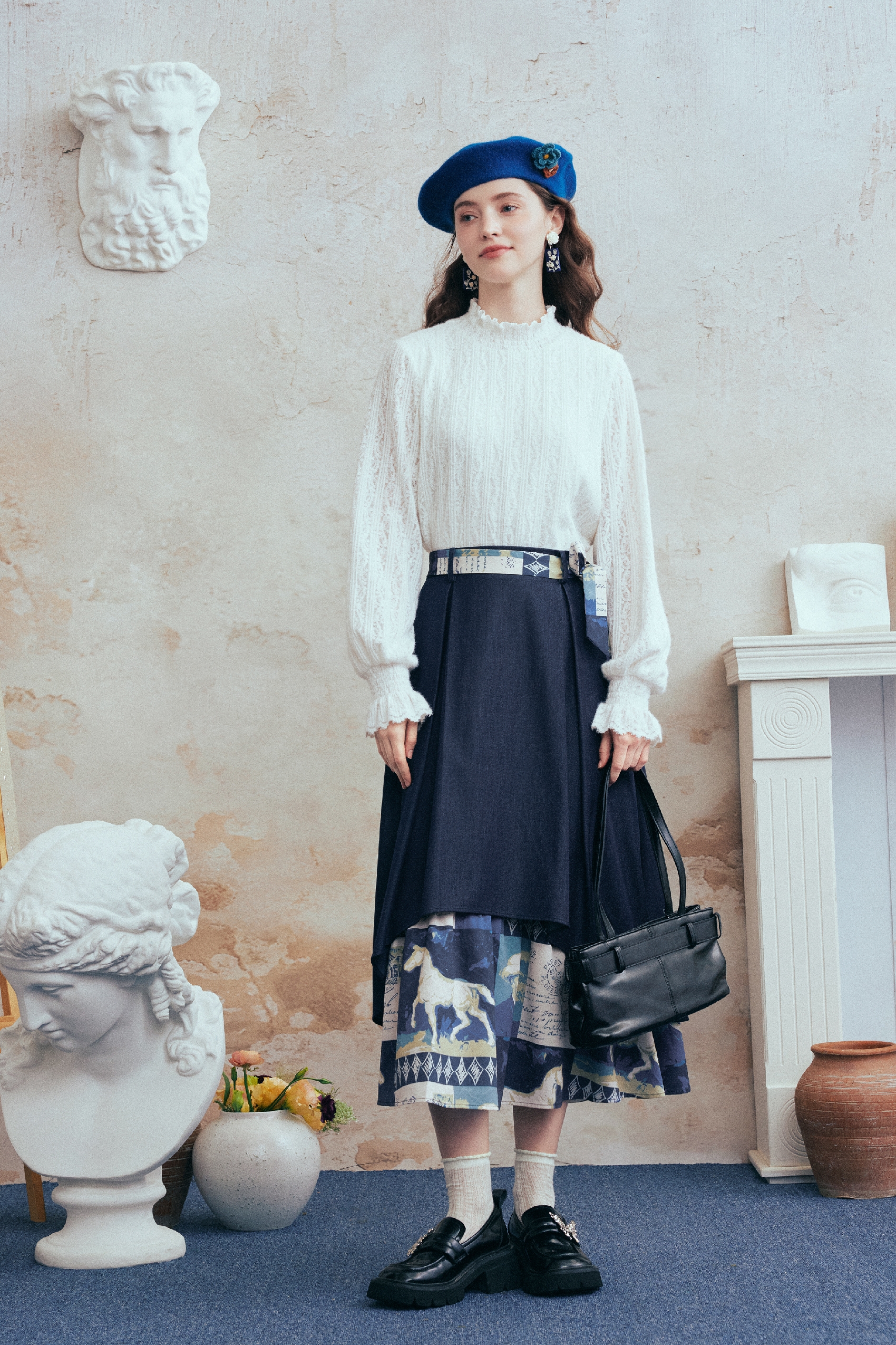 High-Neck Lace Long-Sleeve Base Top