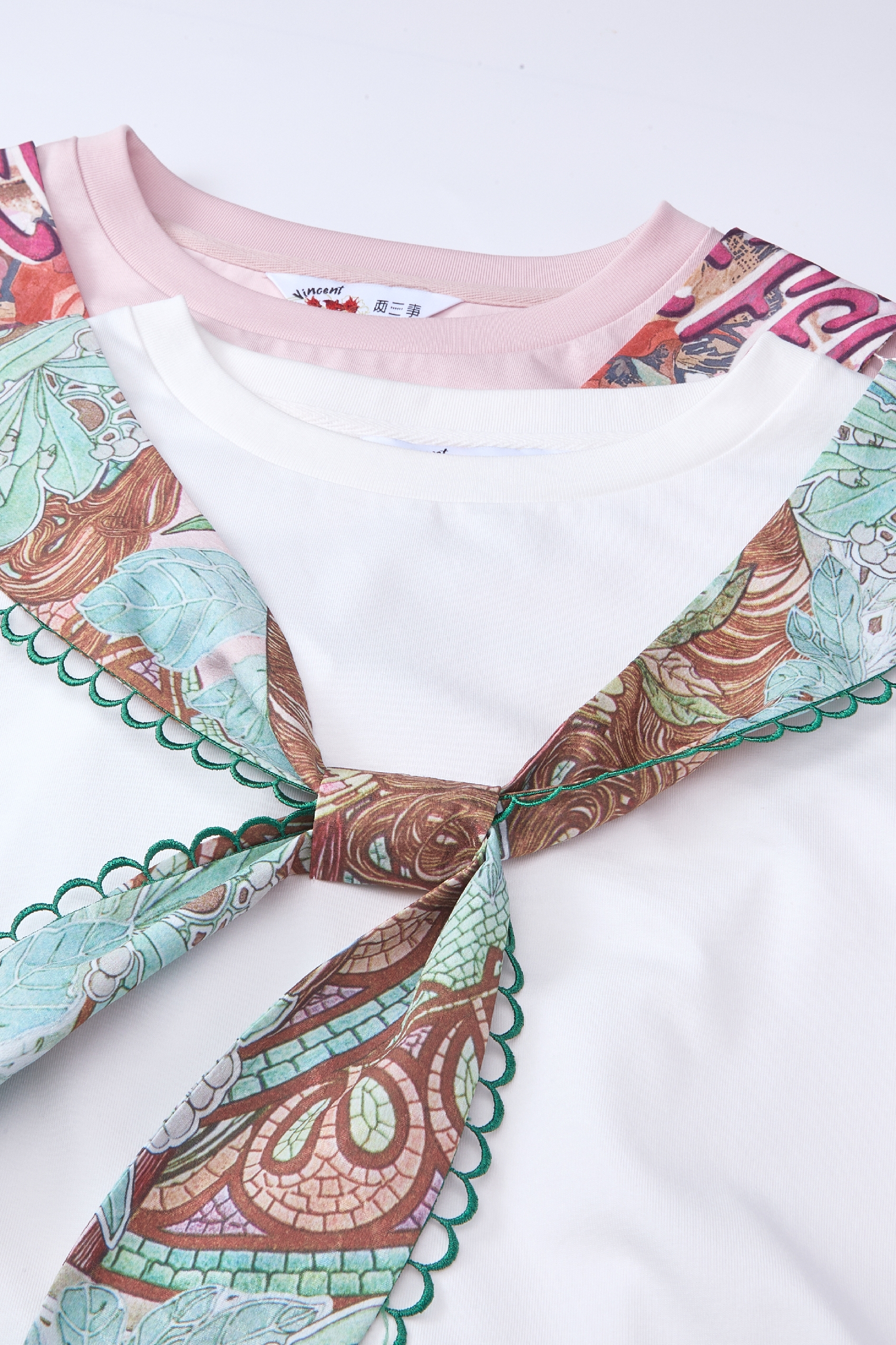 Printed Faux Tie T-Shirt