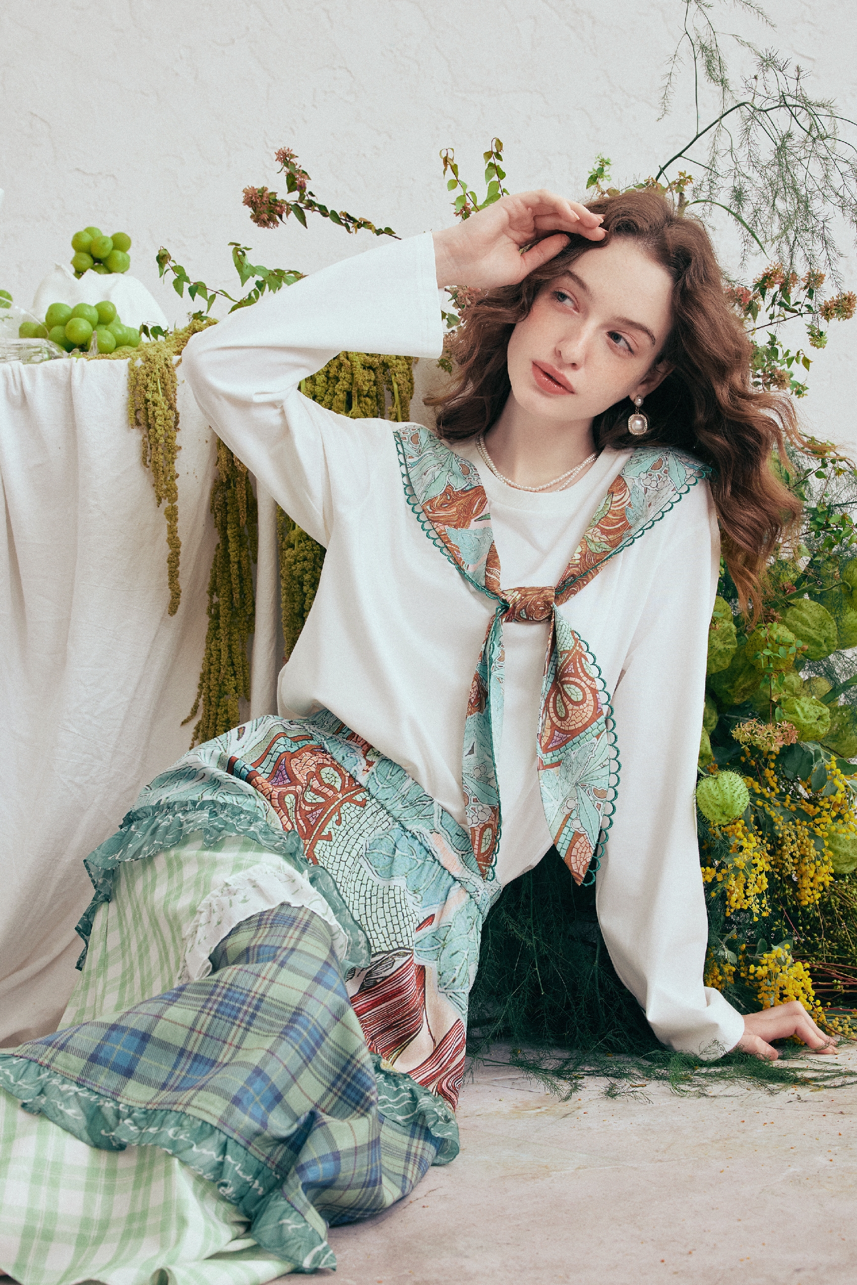 Printed Faux Tie T-Shirt