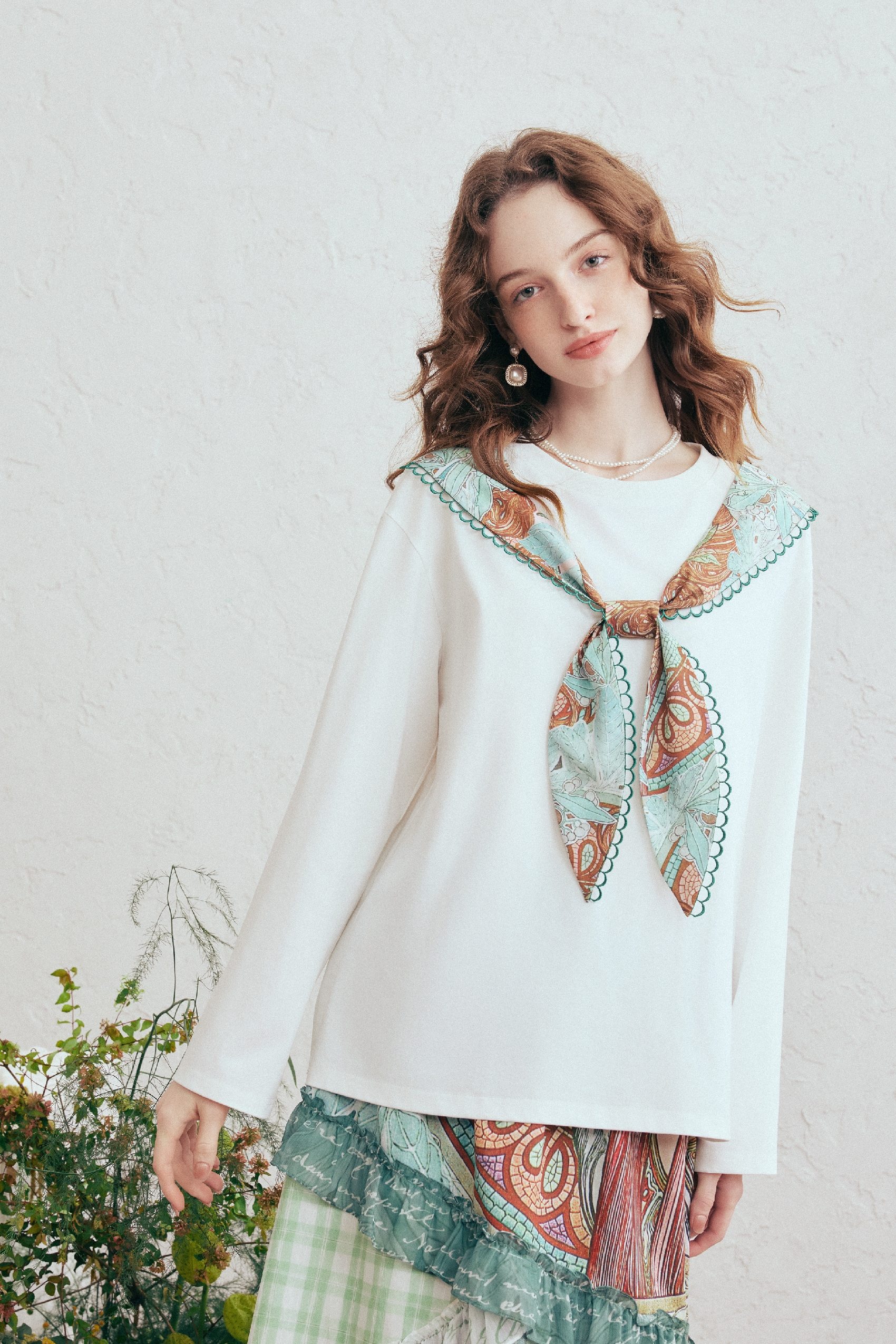 Printed Faux Tie T-Shirt