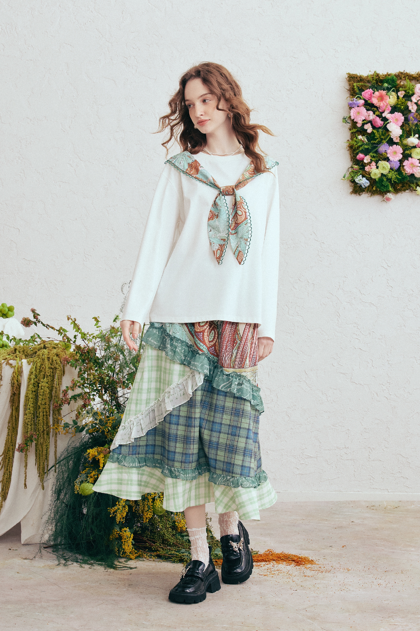 Printed Faux Tie T-Shirt