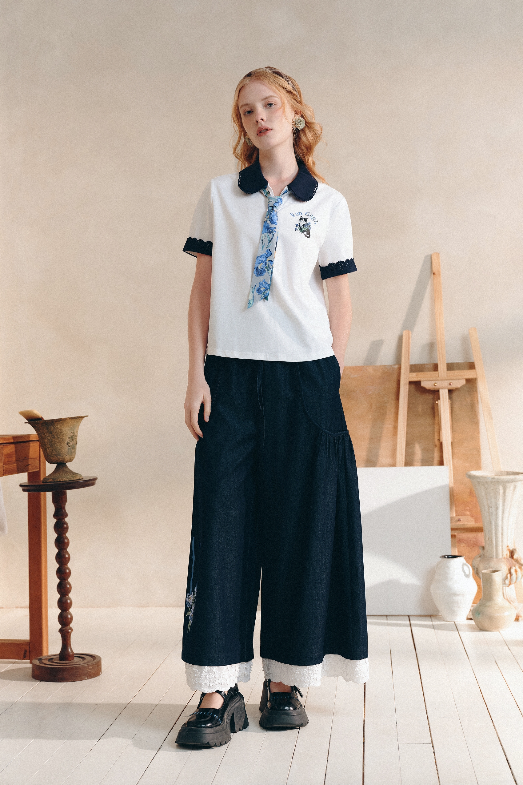 Peter Pan Collar Printed T-Shirt