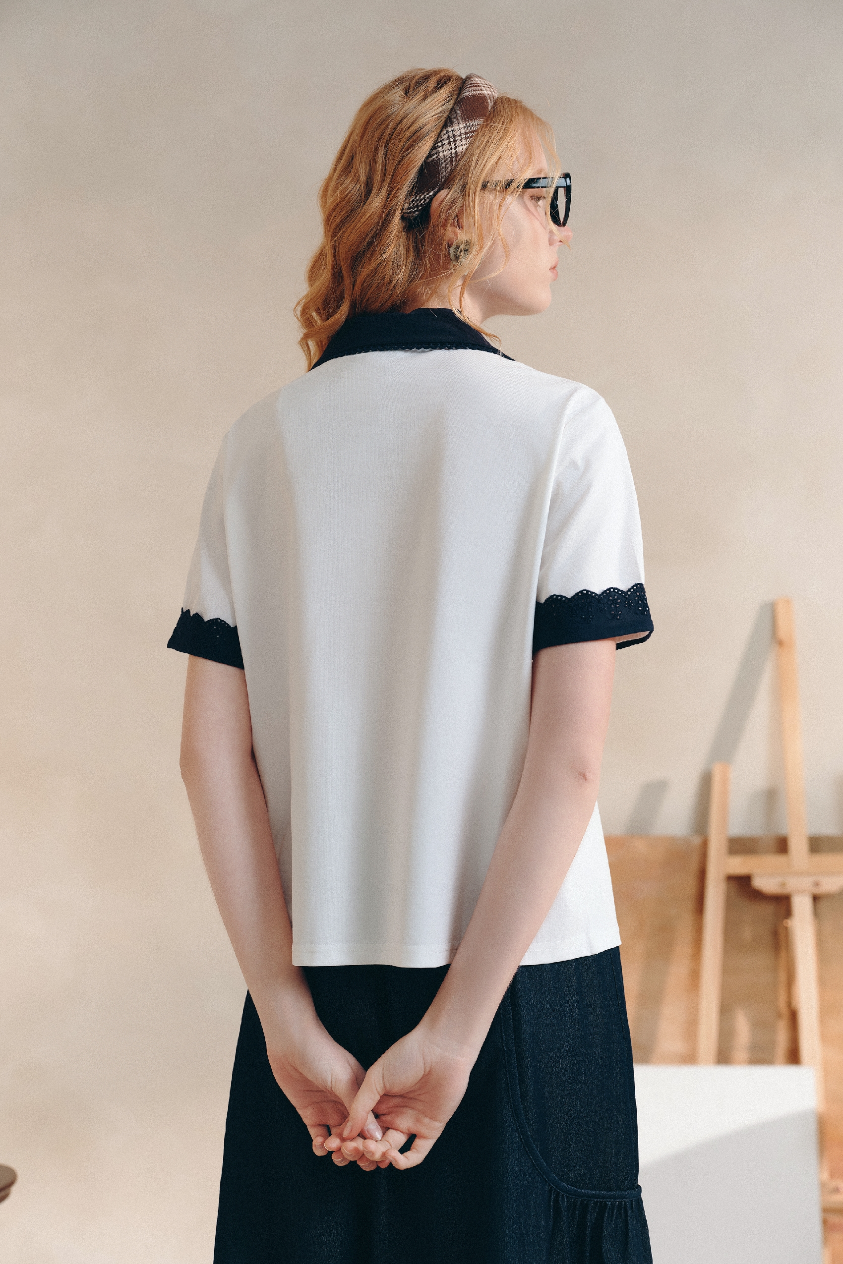 Peter Pan Collar Printed T-Shirt