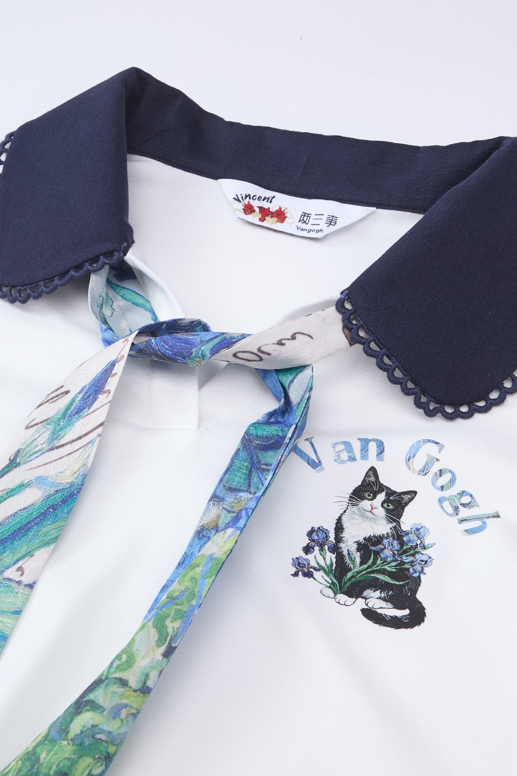 Peter Pan Collar Printed T-Shirt