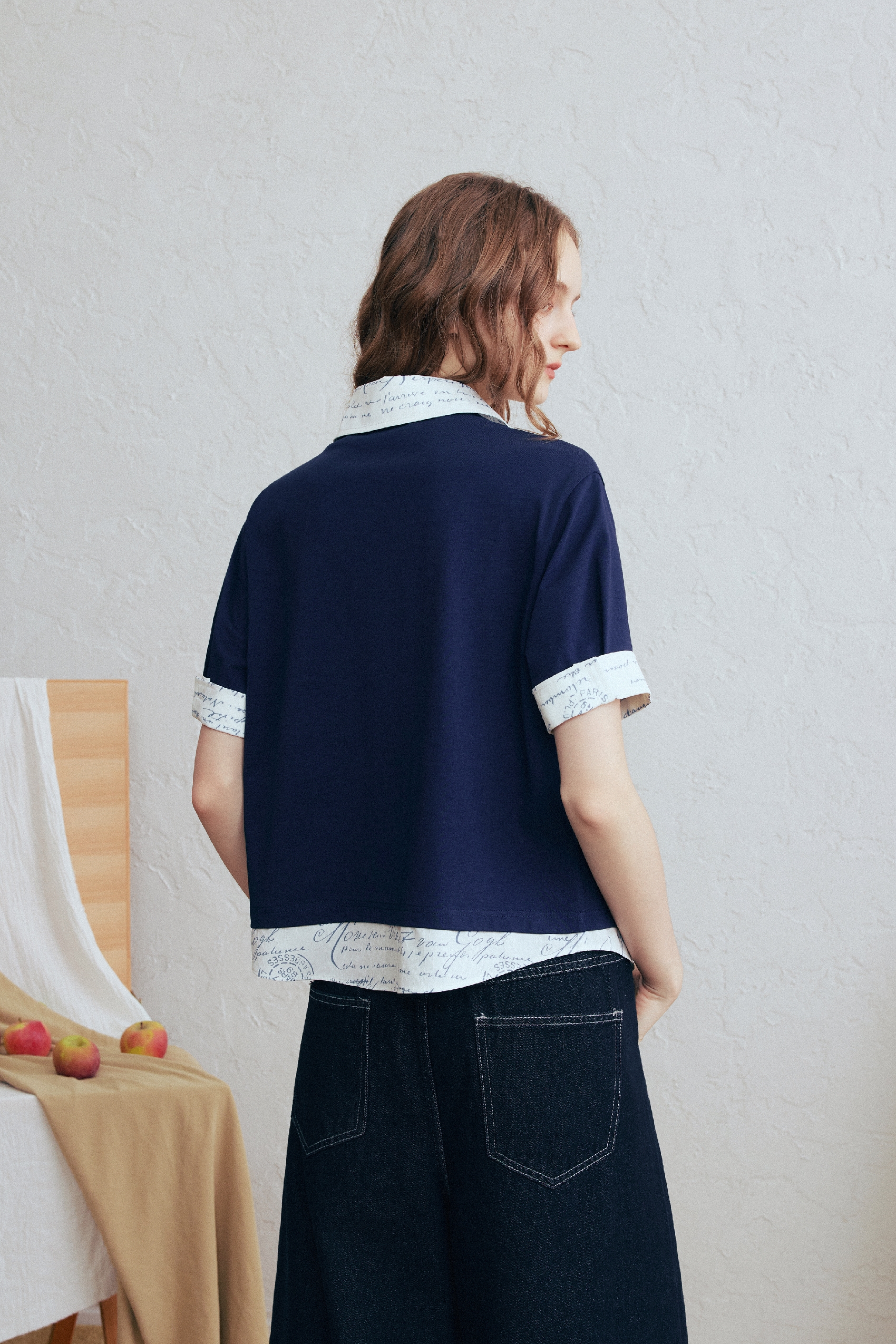 Printed Faux Two-Piece T-Shirt