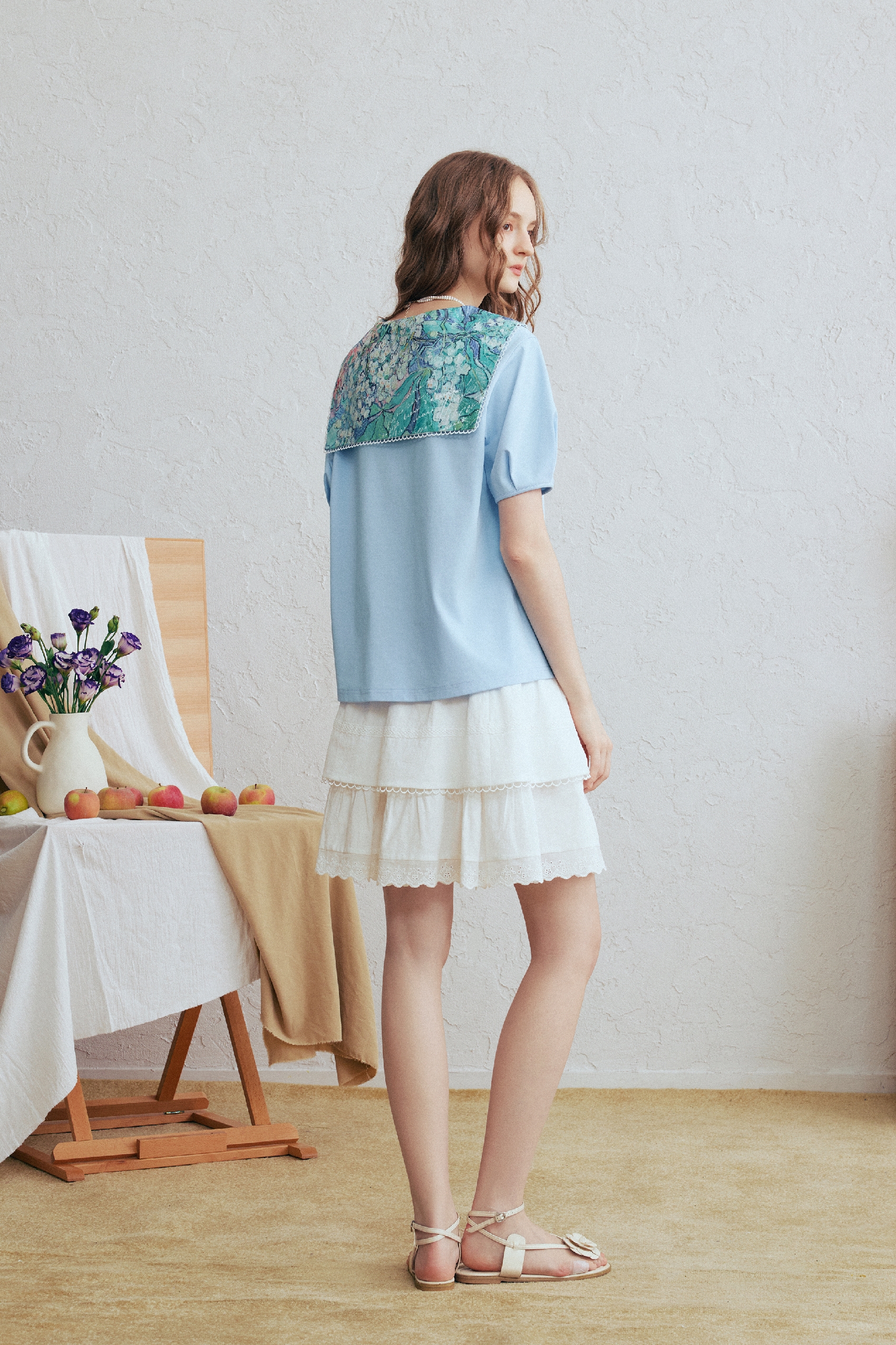 Sailor Collar Puff Sleeve T-Shirt