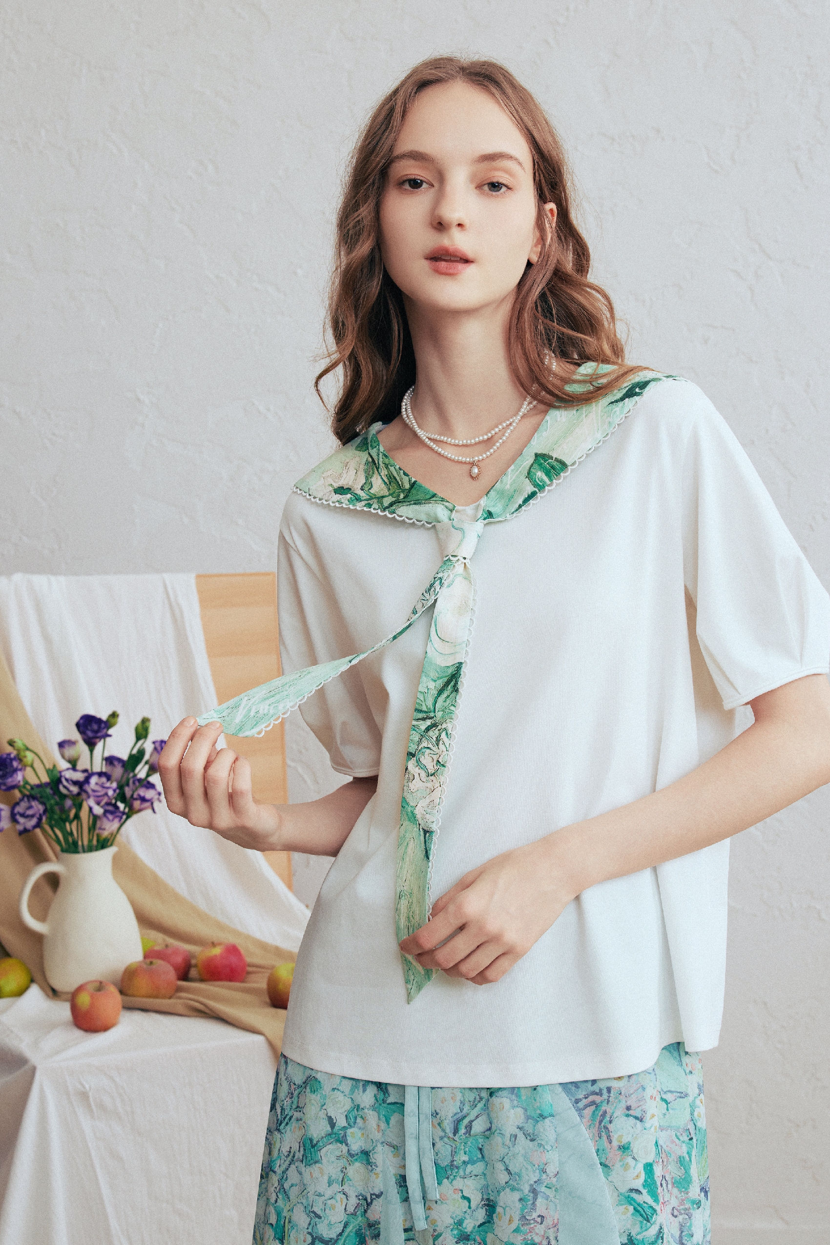 Sailor Collar Puff Sleeve T-Shirt