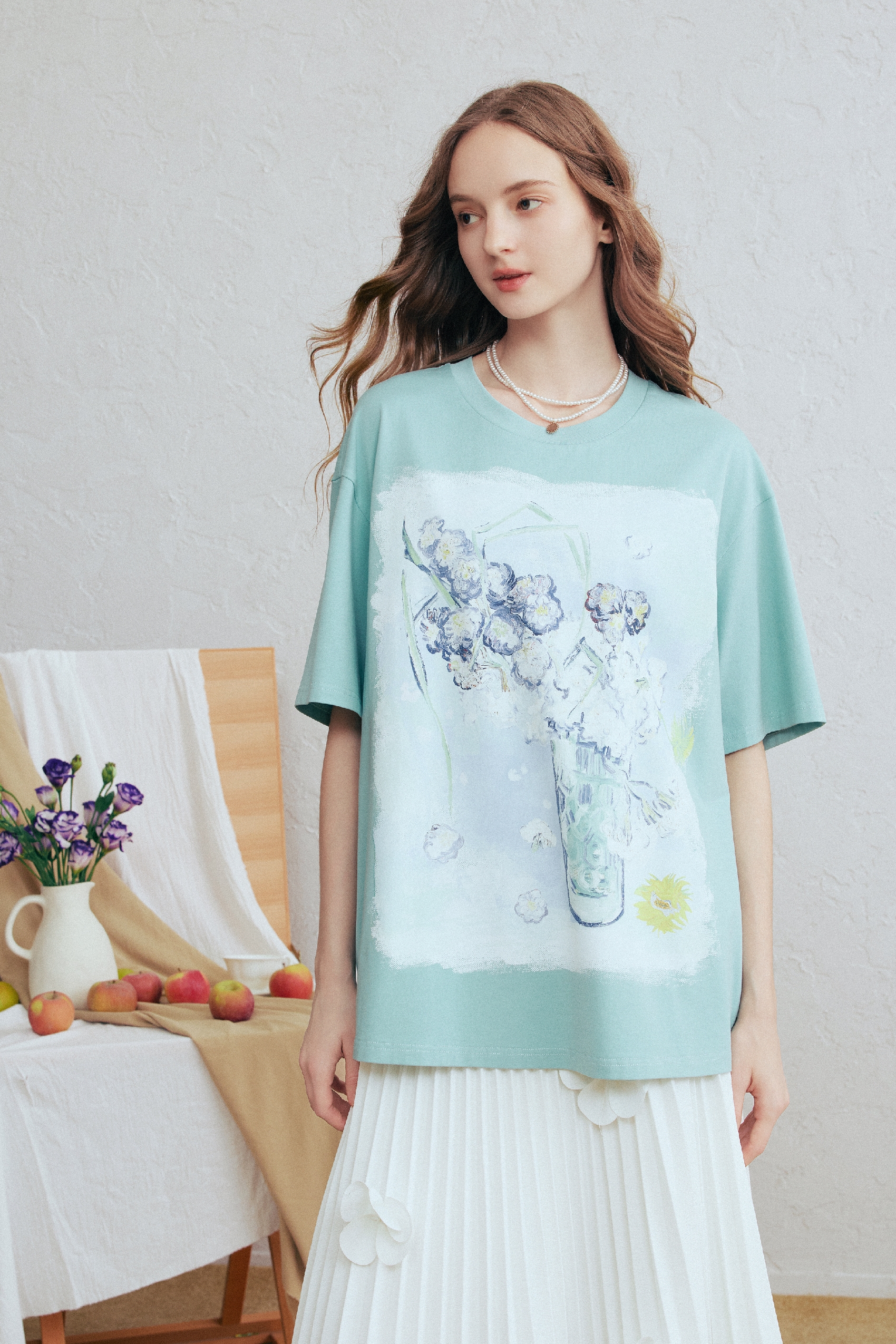 Crochet Flower Printed T-Shirt