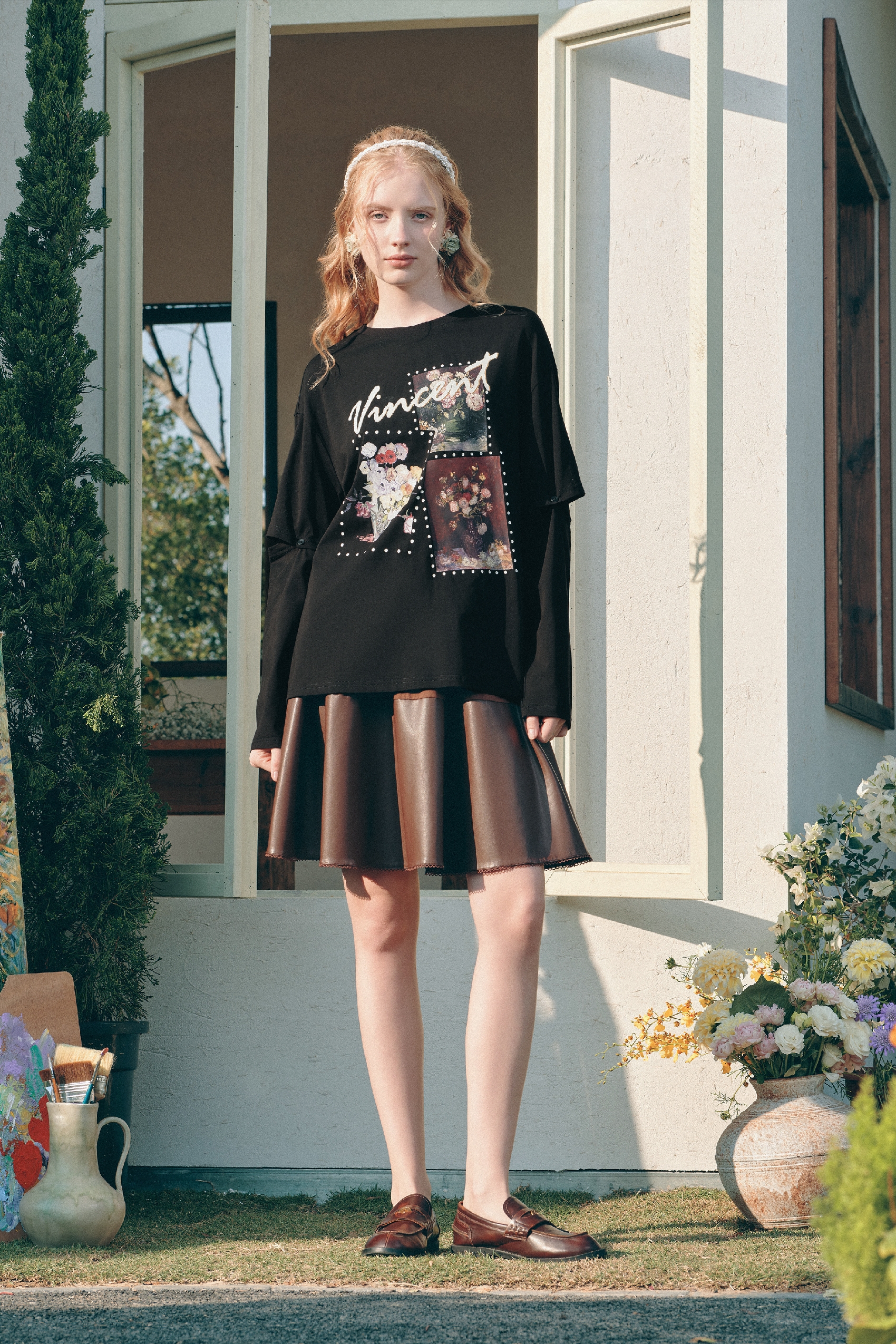 Loose-Fit Printed Long Sleeve T-Shirt