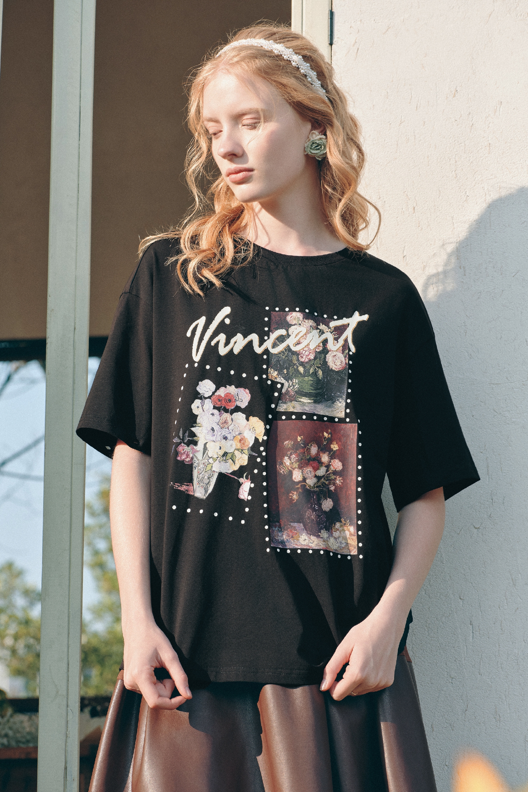 Loose-Fit Printed Long Sleeve T-Shirt