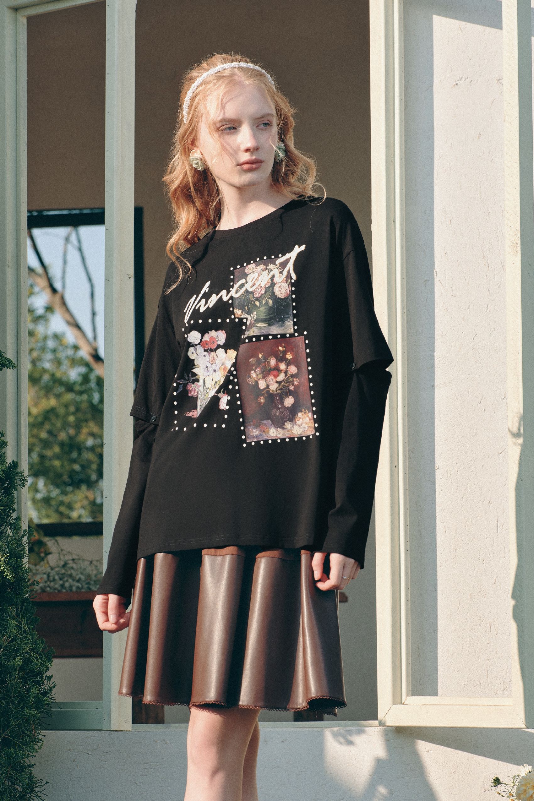 Loose-Fit Printed Long Sleeve T-Shirt