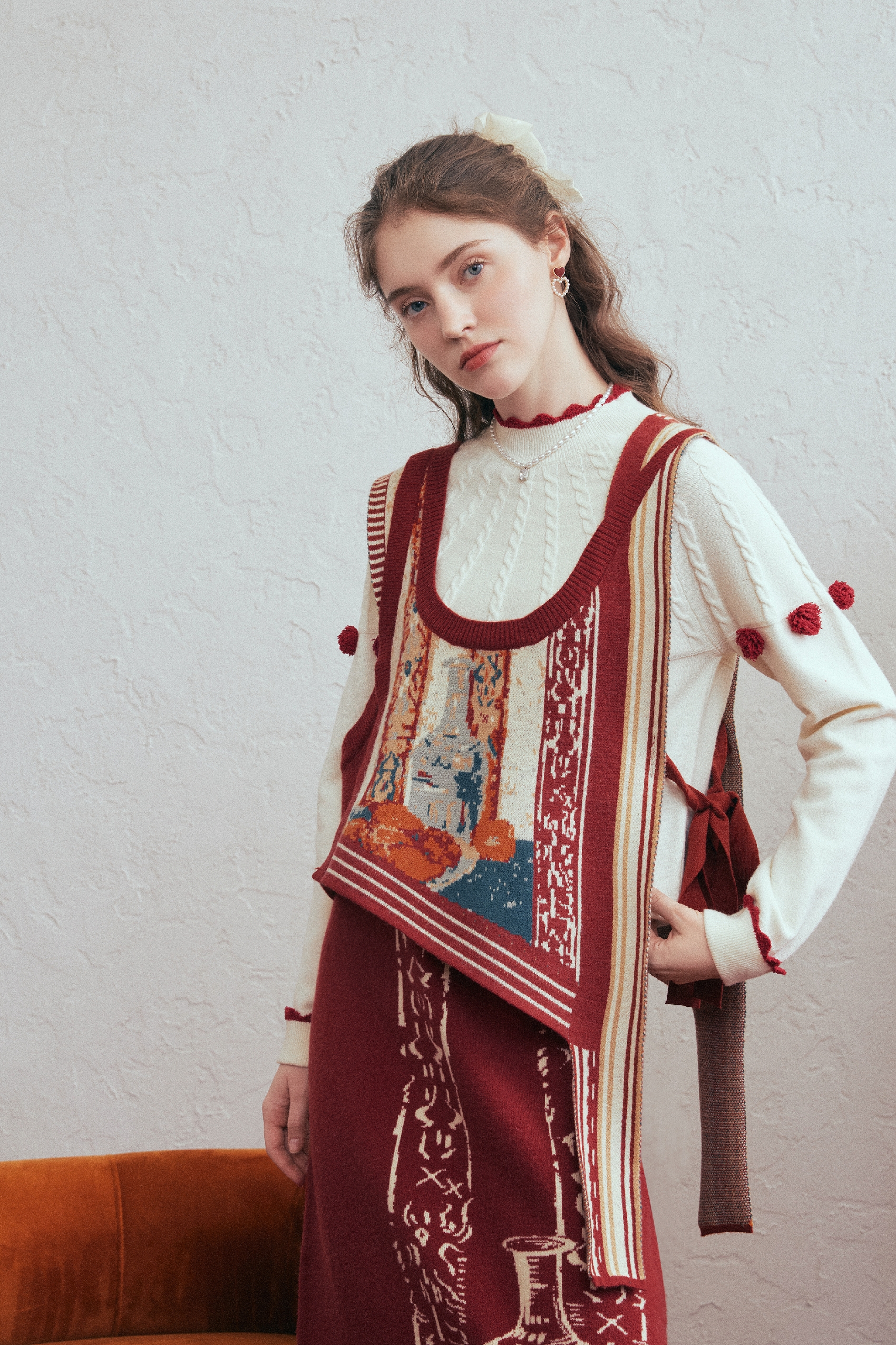 Knit Vest & Skirt Two-Piece Set