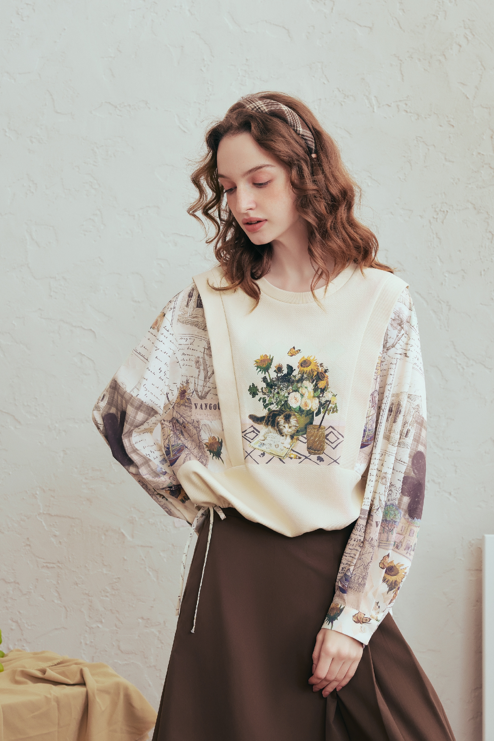 Layered-Look Top & Skirt Two-Piece Set