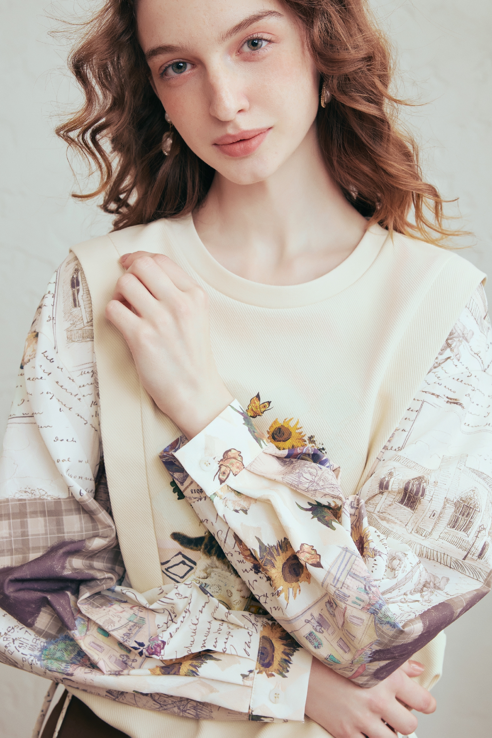 Layered-Look Top & Skirt Two-Piece Set