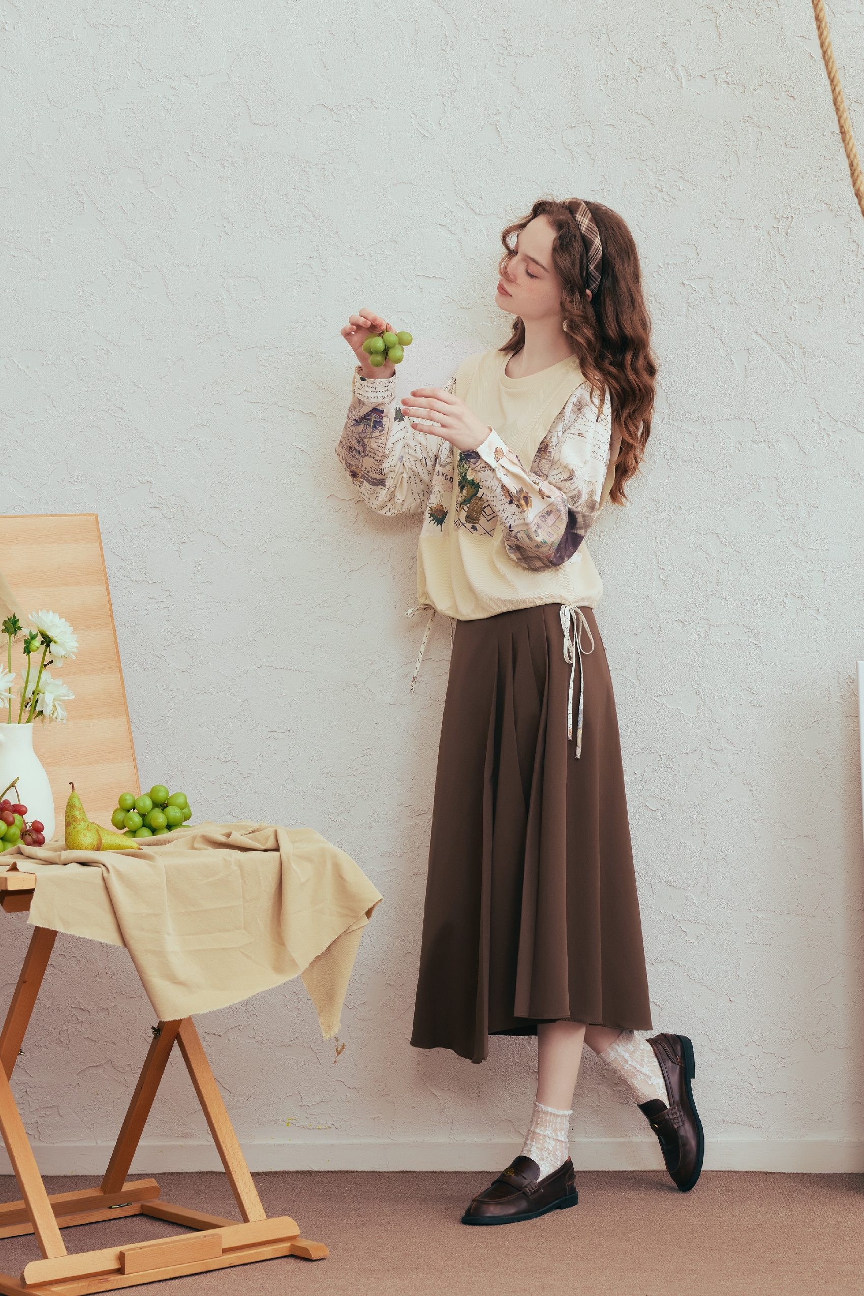 Layered-Look Top & Skirt Two-Piece Set