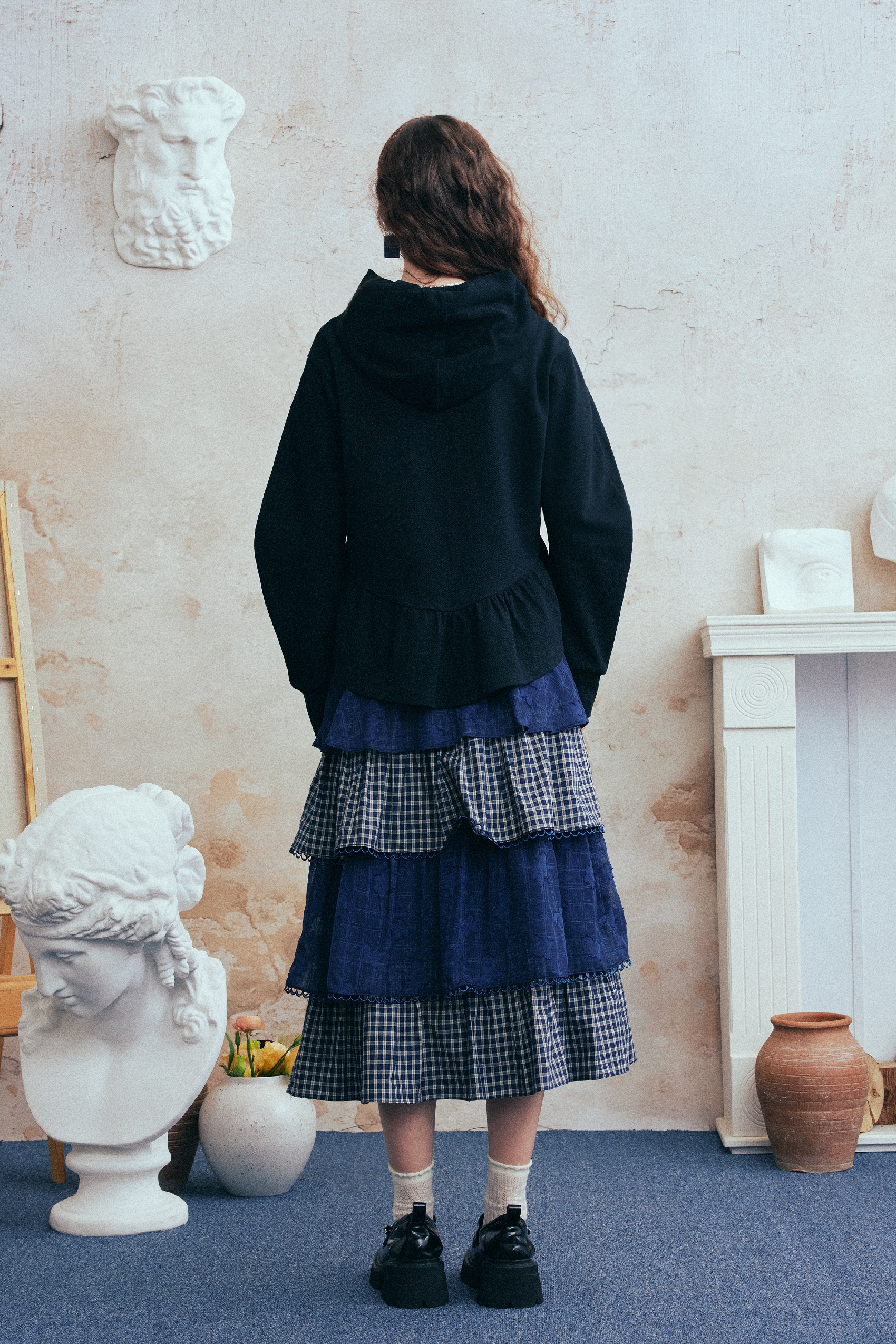 Printed Tie-Detail Hooded Sweatshirt