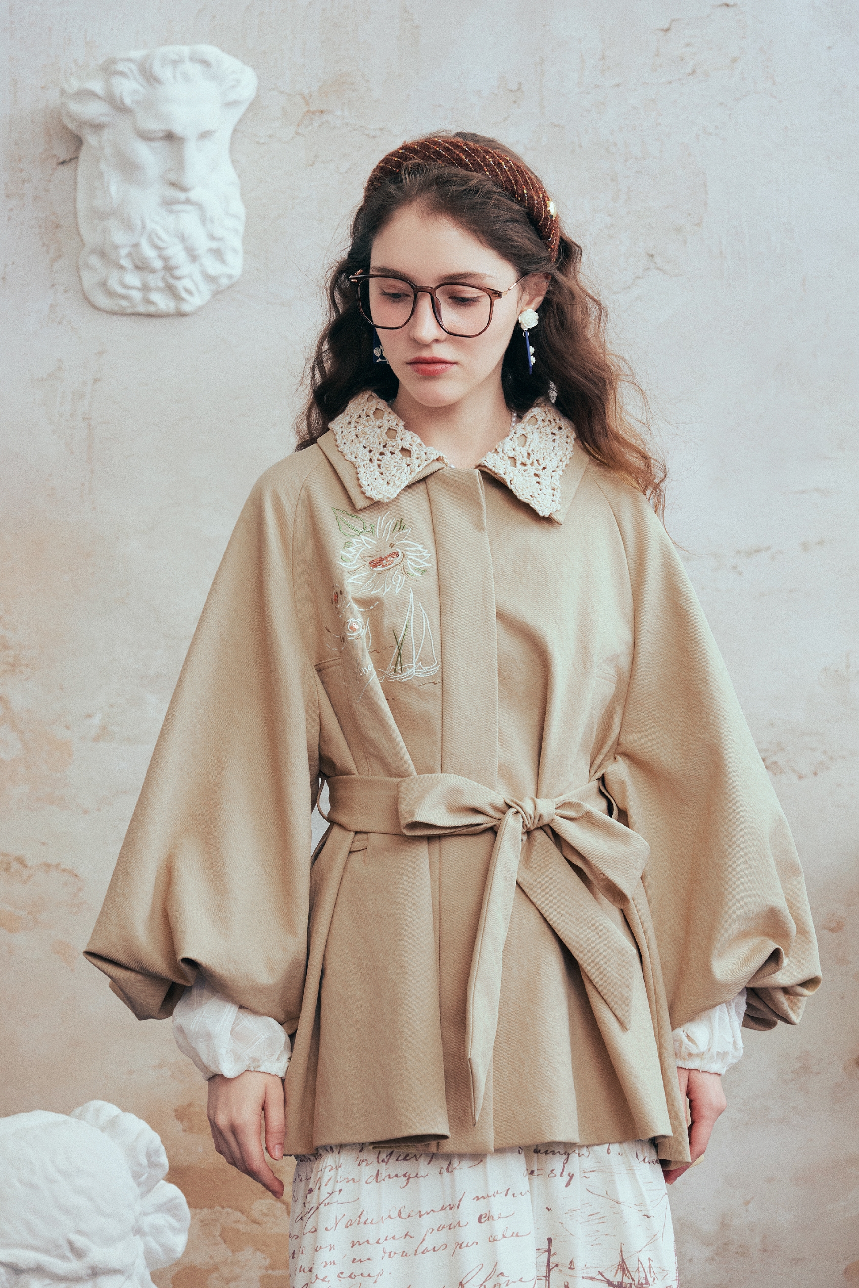 Mid-Length Waist-Cinched Trench Coat