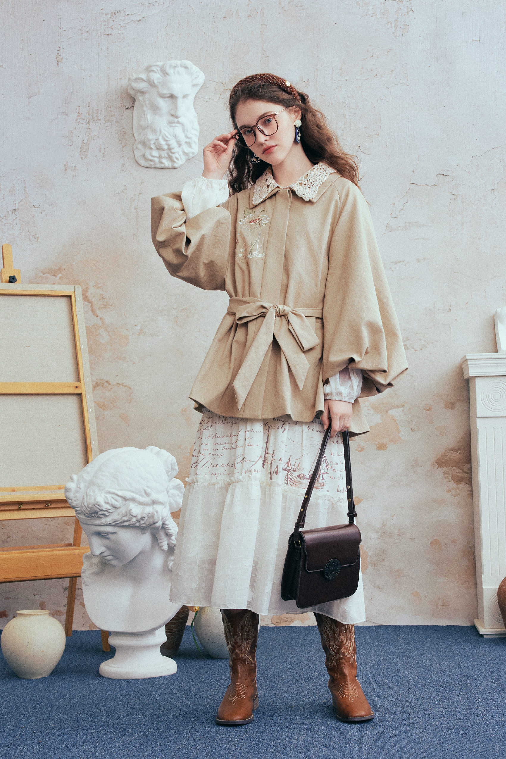 Mid-Length Waist-Cinched Trench Coat