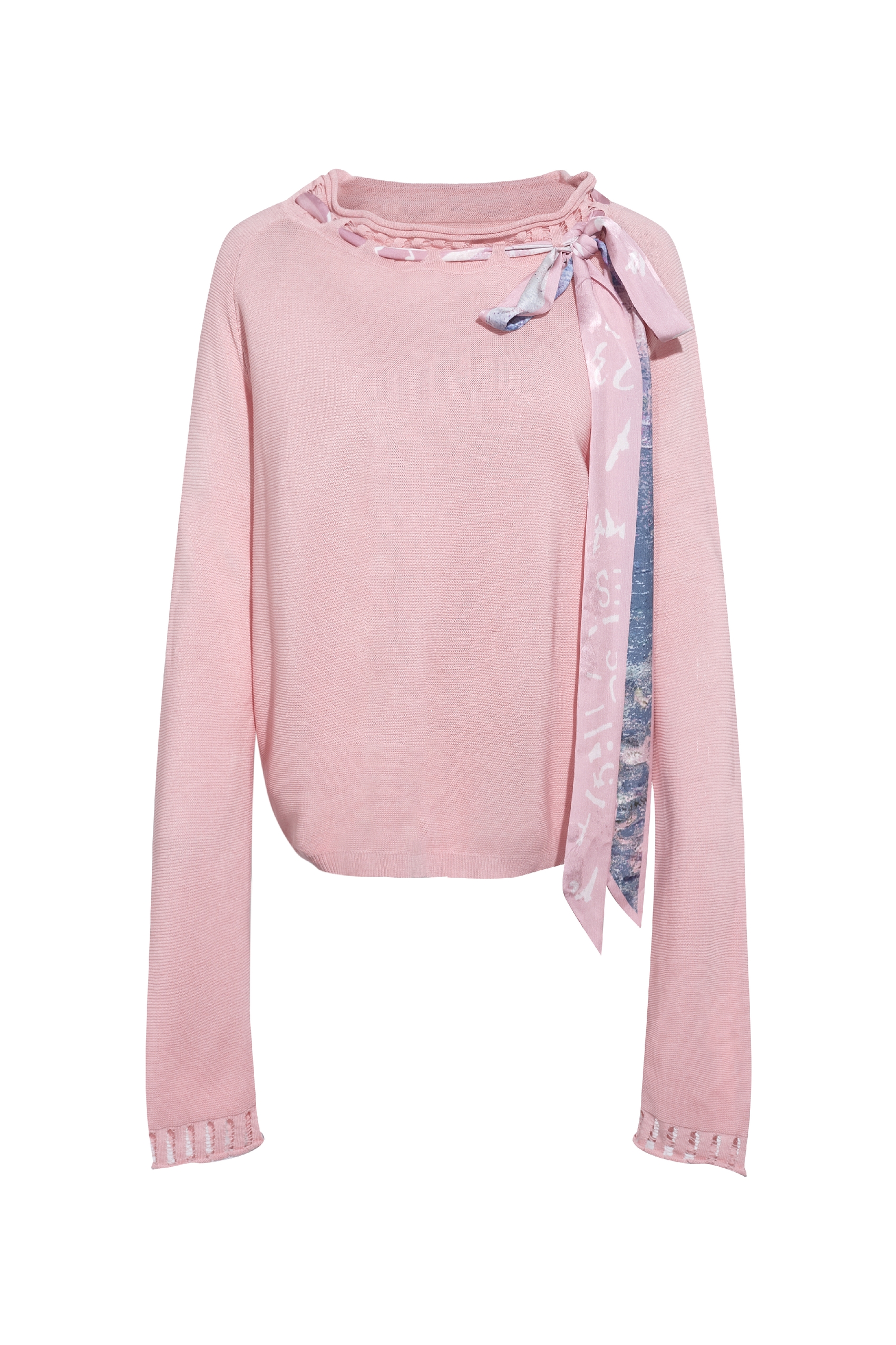Pink Printed Knit Sweater