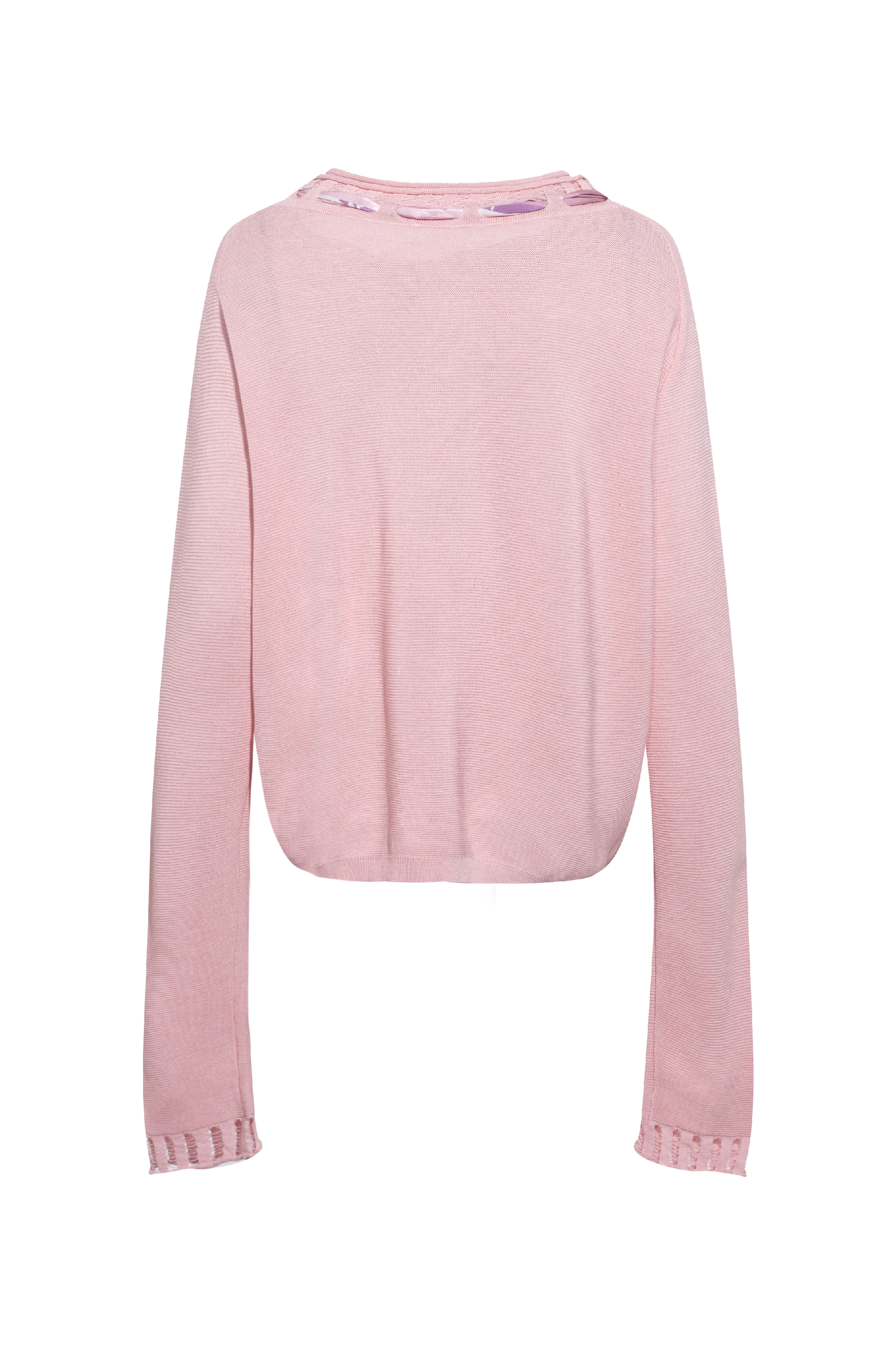 Pink Printed Knit Sweater