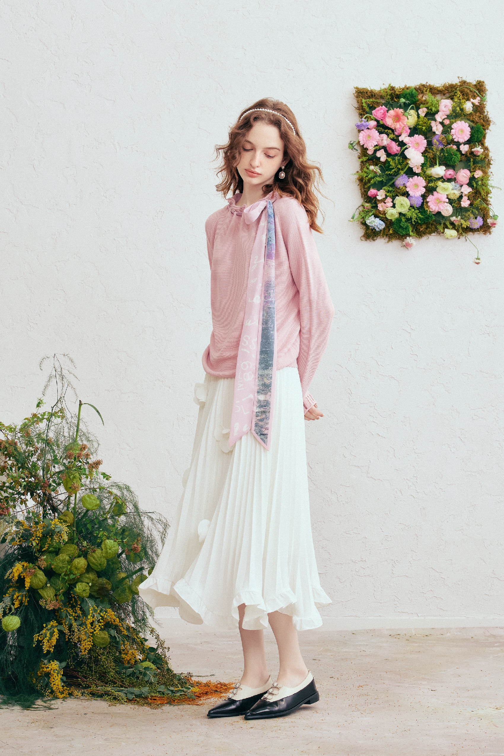 Pink Printed Knit Sweater