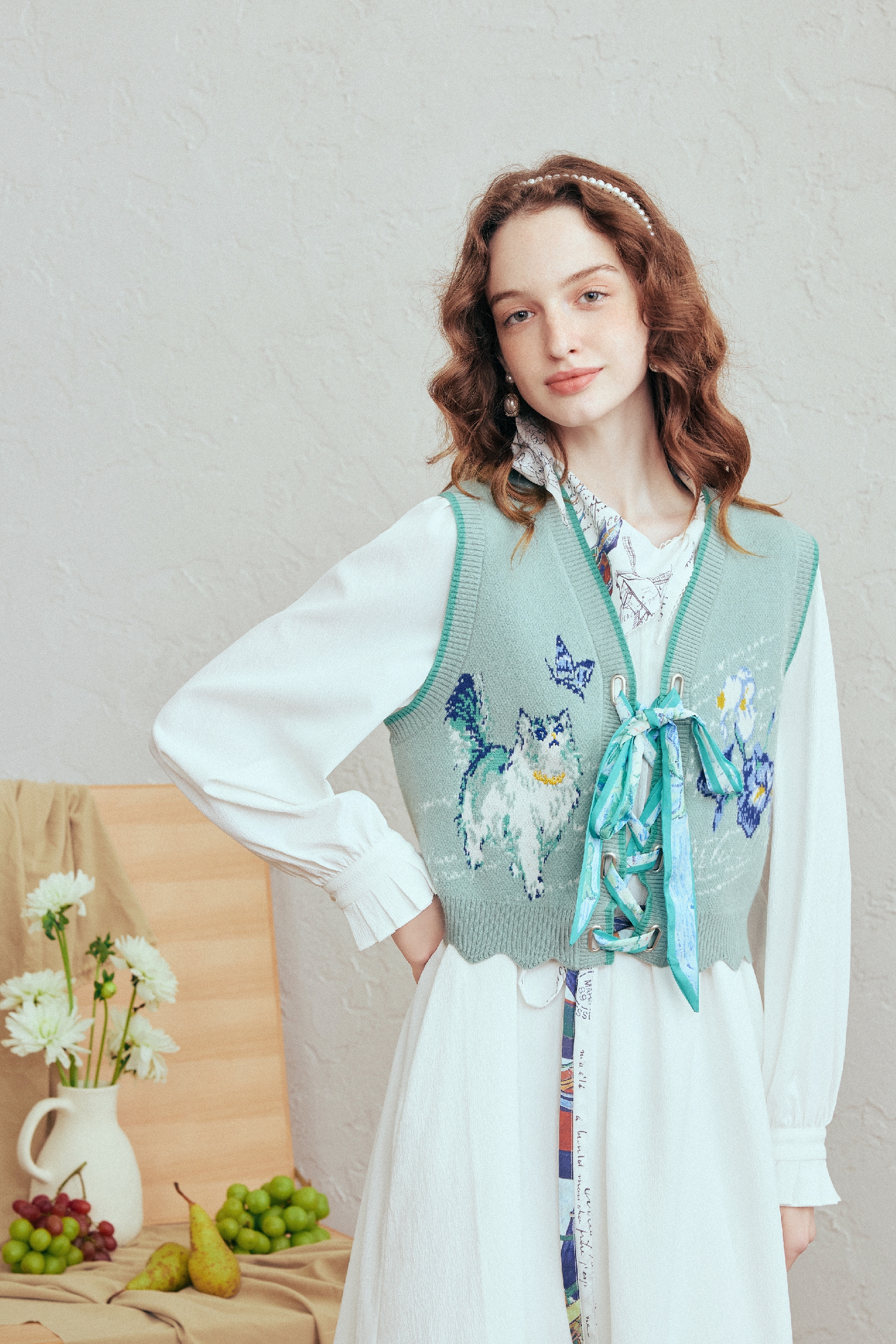 Jacquard Layered Knit Vest