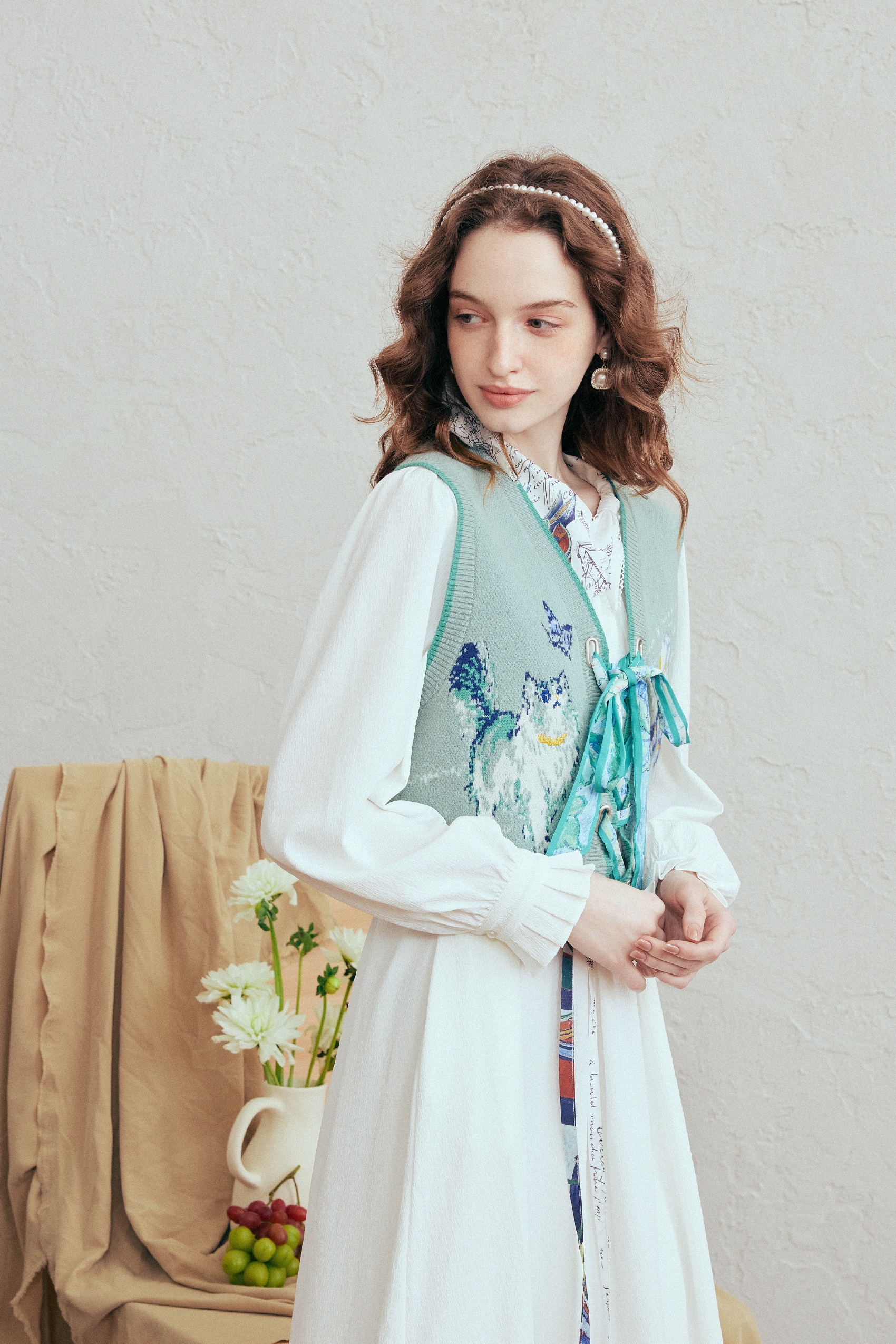 Jacquard Layered Knit Vest