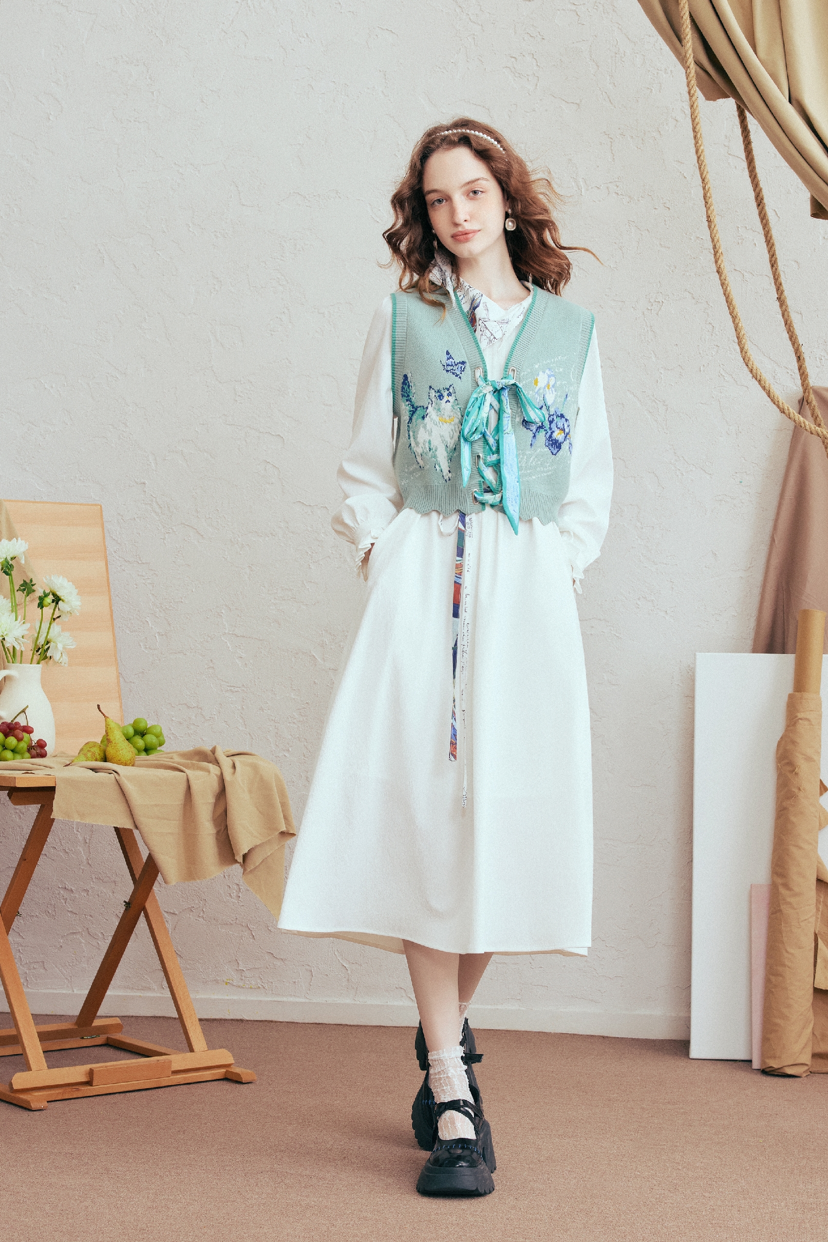 Jacquard Layered Knit Vest