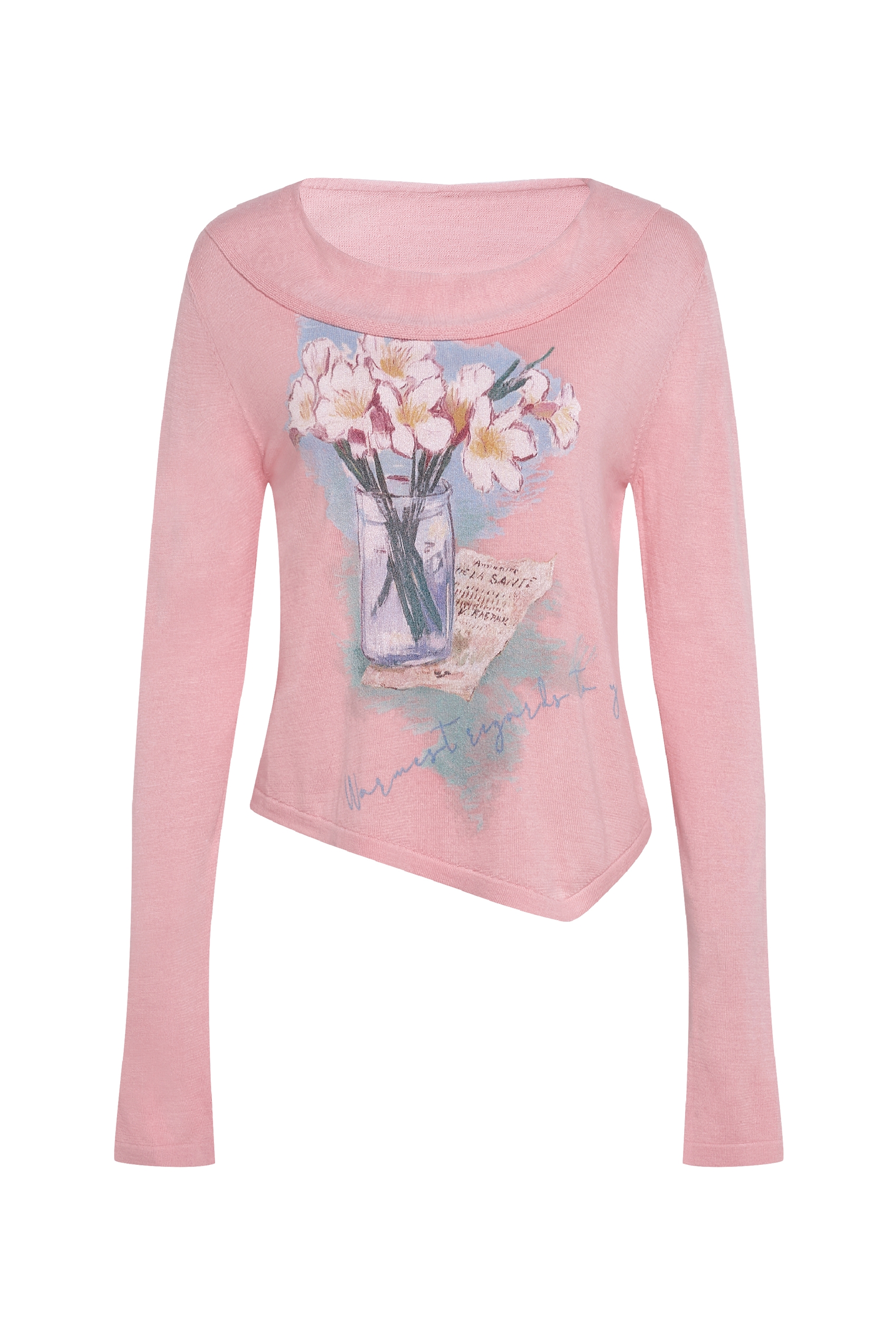 Pink Asymmetrical Knit Sweater