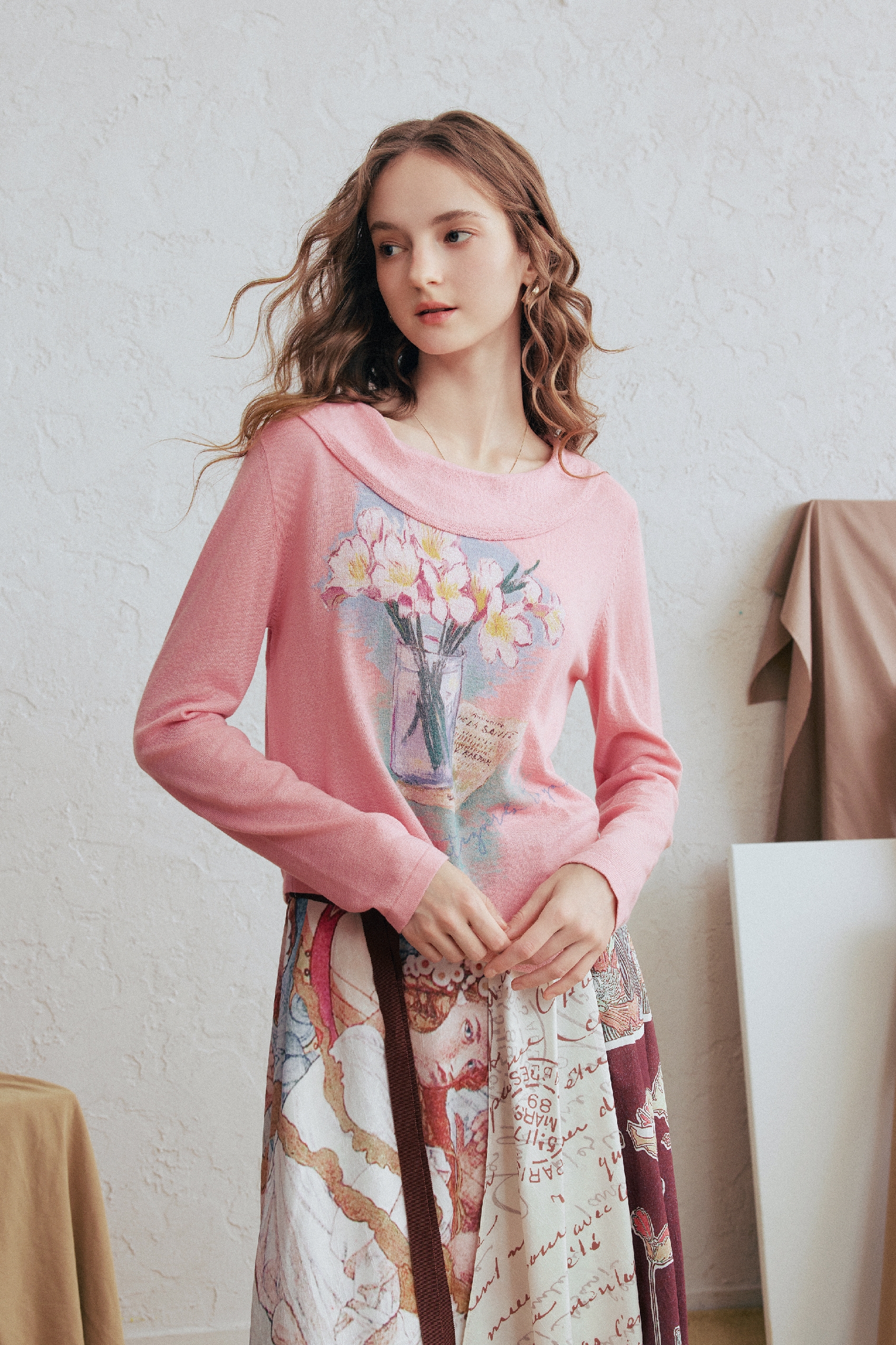 Pink Asymmetrical Knit Sweater